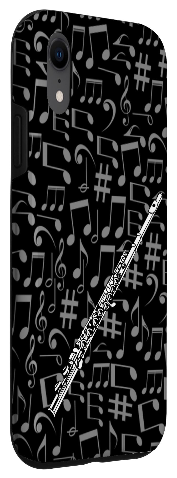 Premium iPhone XR Flute-Themed Phone Case - Perfect Gift for Musicians & Music Lovers - Elegant Black Design with Music Notes - Ideal for Performances, Concerts & Daily Use