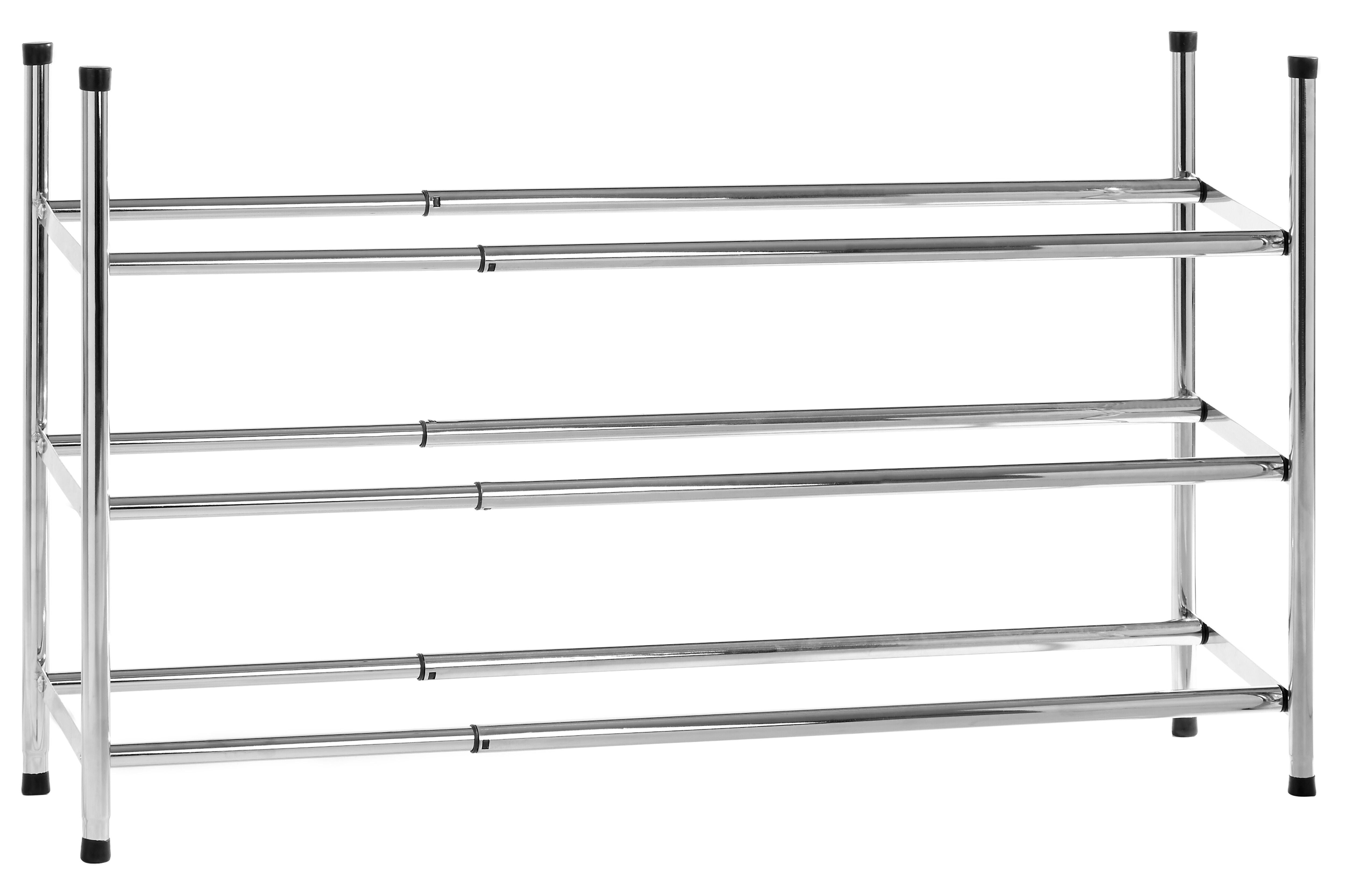 3-Tier Extendable Chrome Shoe Rack - Space Saving Organizer for Entryway, Closet & Bedroom Storage