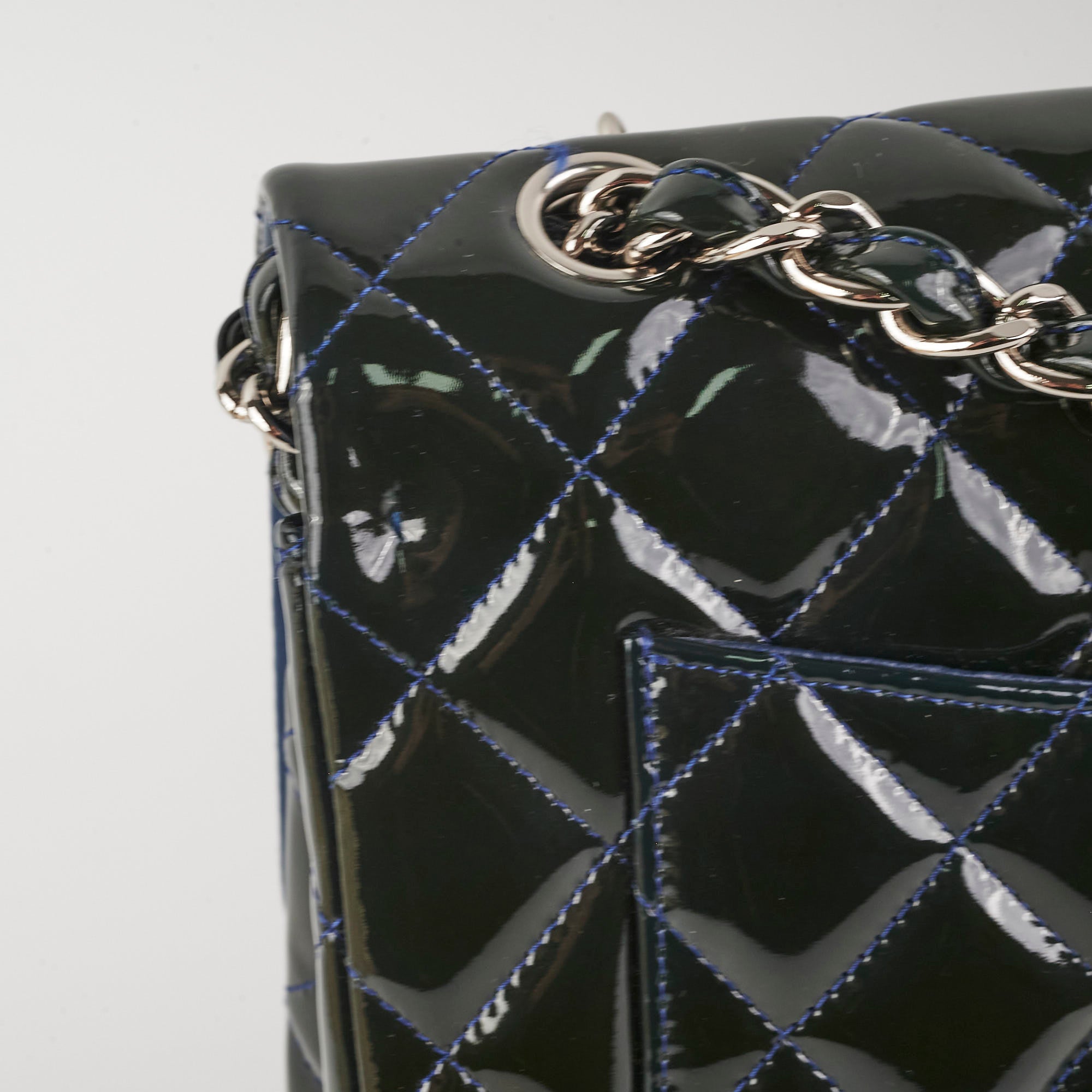Chanel Blue Patent Leather Jumbo Classic Flap Bag - Luxury Designer Handbag for Women, Perfect for Parties, Work & Everyday Use