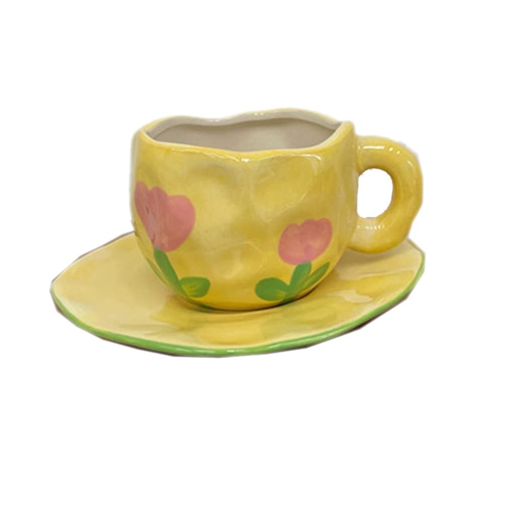 Nordic Pink Plaid Ceramic Coffee Mug Set - Irregular Decorative Tea Cups for Home, Breakfast, Milk Tea & Kitchen Use (9 x 7cm) - Perfect for Cozy Mornings, Afternoon Tea & Gift Giving
