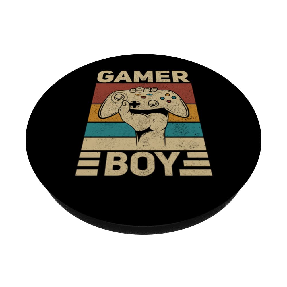 Retro Video Game T-Shirt for Boys - Cool Gaming Apparel for Teens - Swappable PopSockets PopGrip - Perfect for Gaming, School & Casual Wear