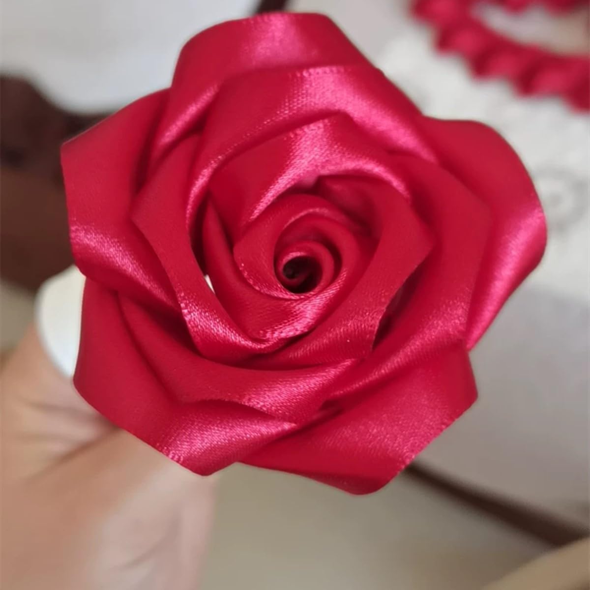 DIY Eternal Blue Ribbon Rose Bouquet - Handmade Artificial Silk Flowers for Valentine's Day, Anniversary & Wedding - Romantic Gift for Girlfriend, Wife, Mother - Perfect for Home Decor, Table Centerpieces & Special Occasions (16 Roses)