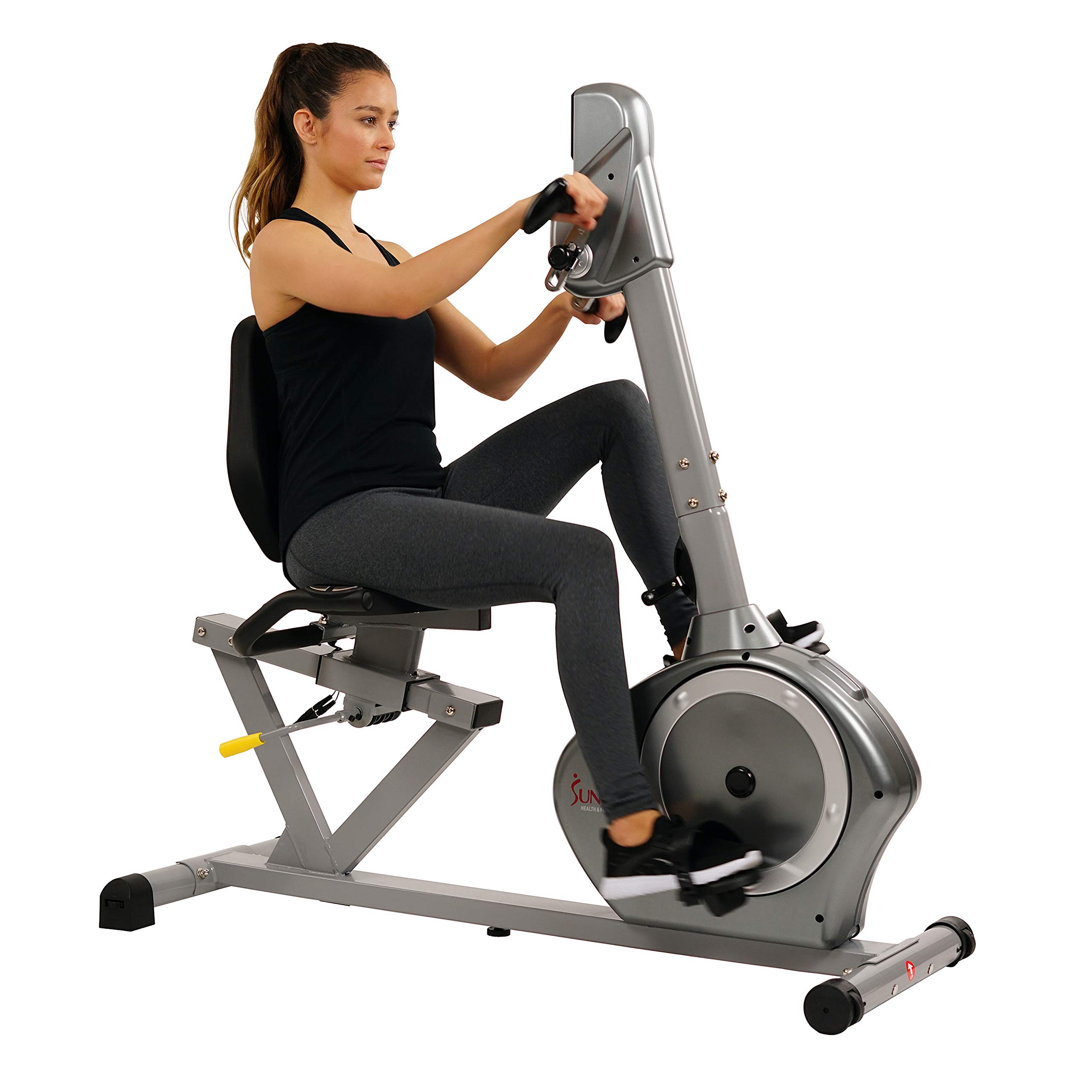 Sunny Health & Fitness SF-RB4631 Recumbent Exercise Bike with Arm Exerciser - 350lb Weight Capacity, Gray - Perfect for Home Gym, Low-Impact Cardio & Physical Therapy