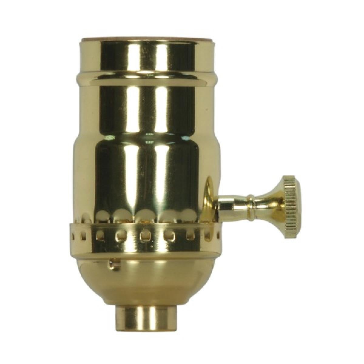 3-Way (2-Circuit) Turn Knob Socket with Removable Knob - Polished Brass Finish for Home Lighting Control and Vintage Decor