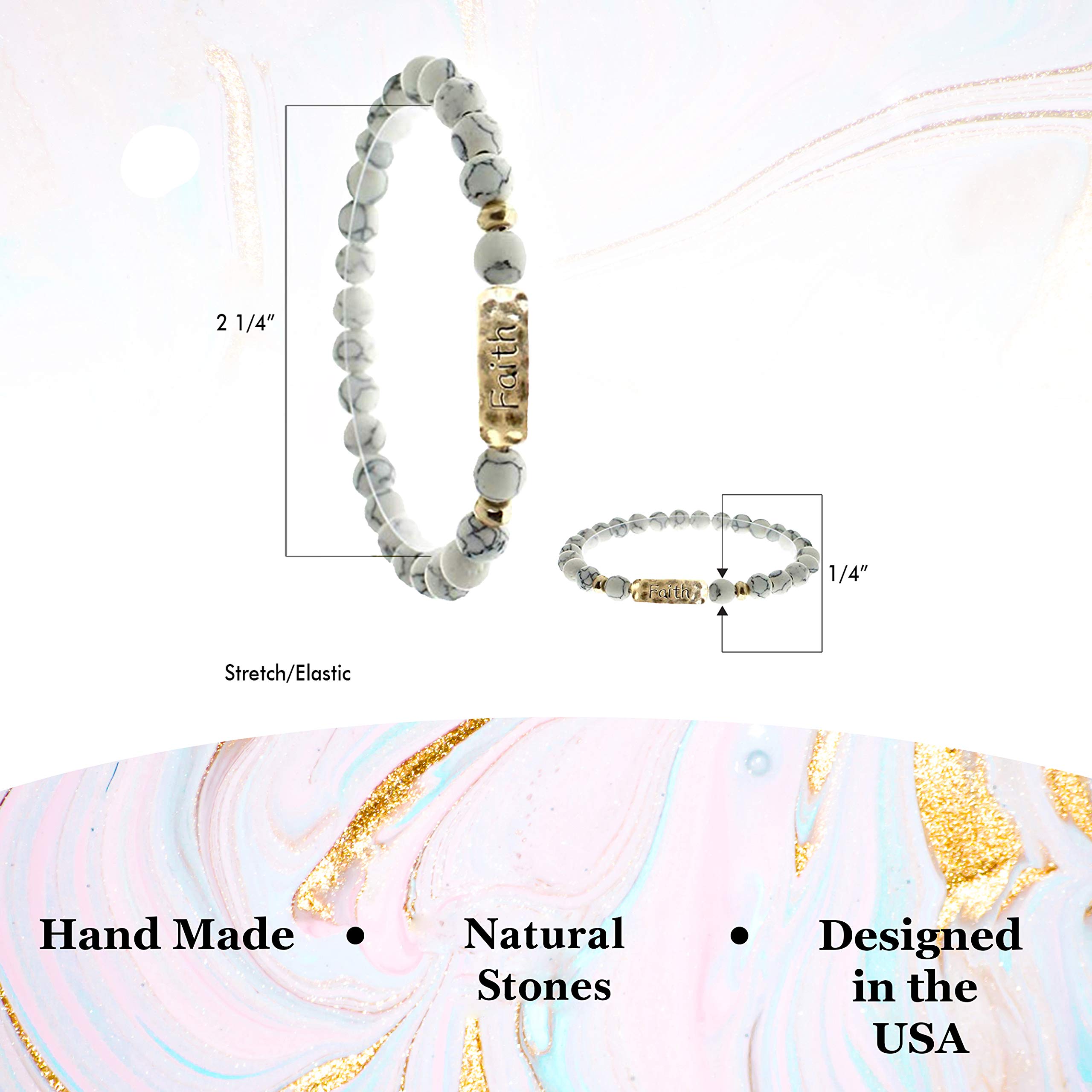 Inspirational Bracelets for Women - Faith Bracelet with Natural Stones & Stretch Design - Gift Box Included - Perfect for Daily Wear, Meditation & Thoughtful Gifts
