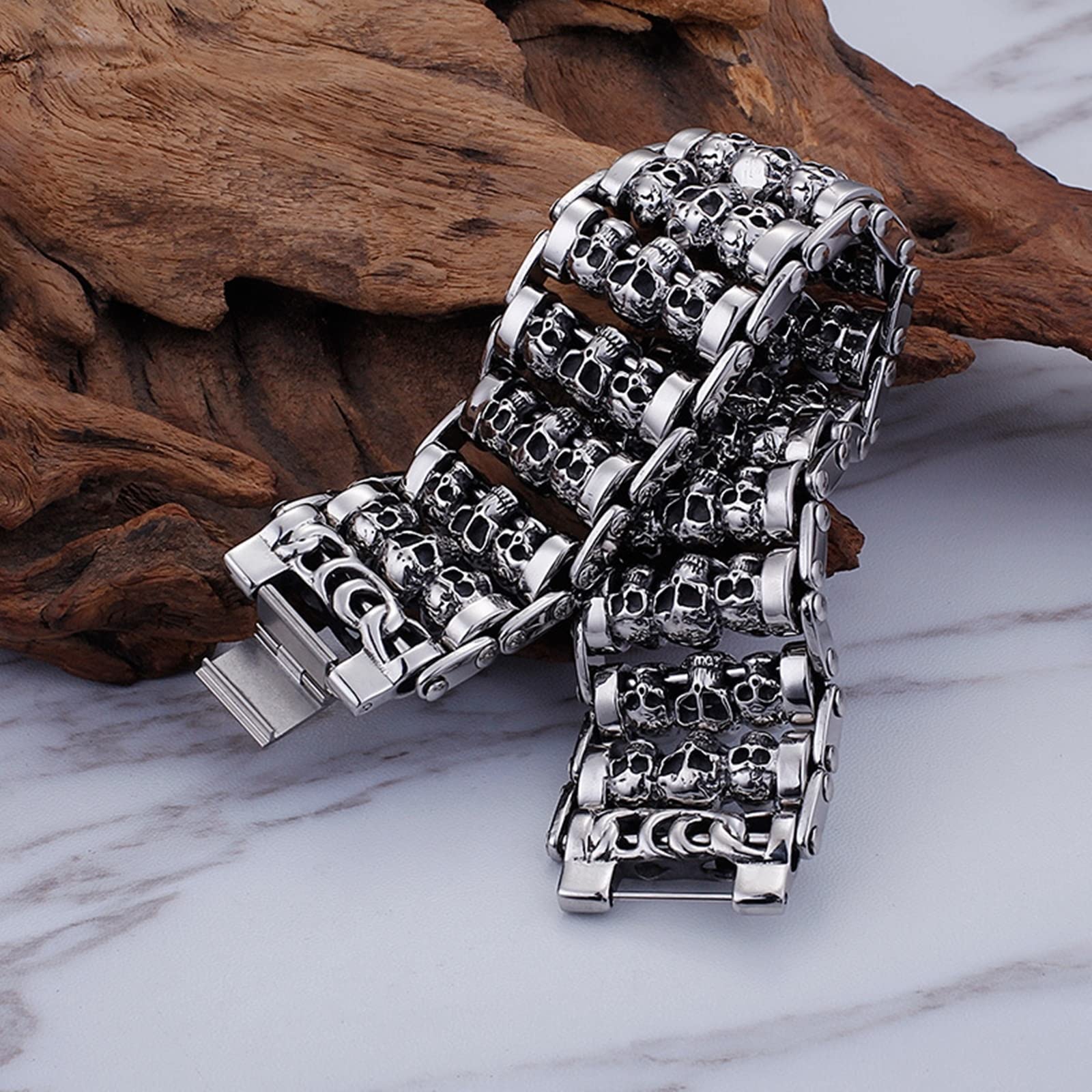 **Men's Black Cuban Link Bracelet - Stainless Steel Skeleton Bangle for Men | Stylish & Durable Jewelry for Casual Wear, Parties & Gifts**