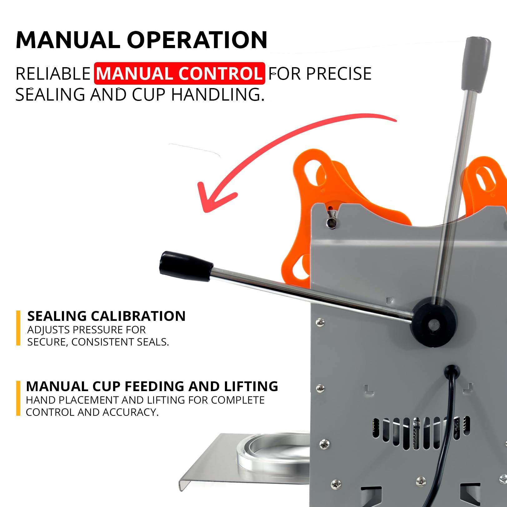 Commercial Boba Cup Sealing Machine | Electric & Manual Bubble Tea Cup Sealer | 300-500 Cups/Hour | Fits 3.7
