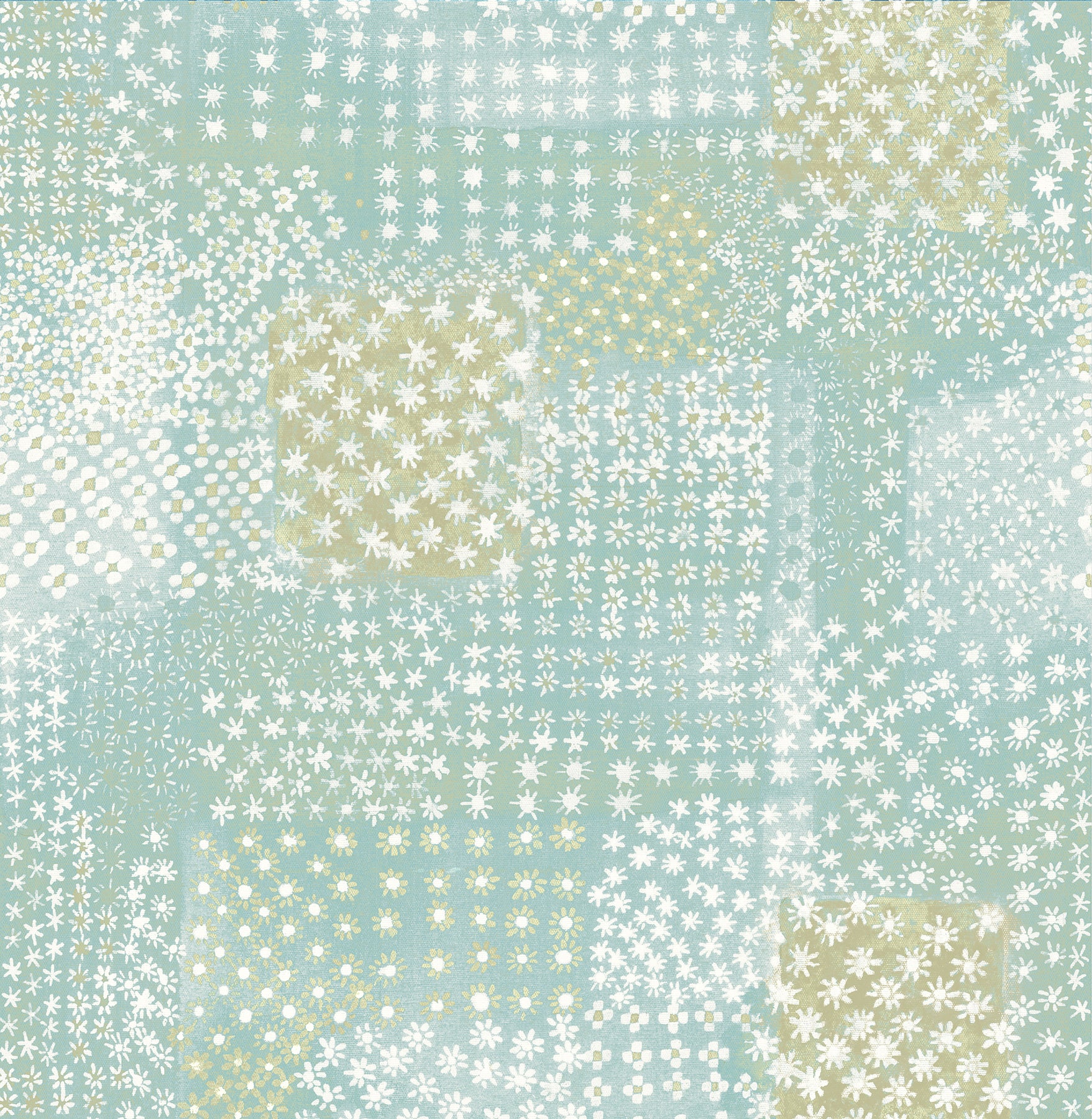 Kismet Turquoise Flower Power Patchwork Wallpaper | Boho Chic Peel & Stick Wallpaper for Bedroom, Living Room & Nursery | A Street Prints