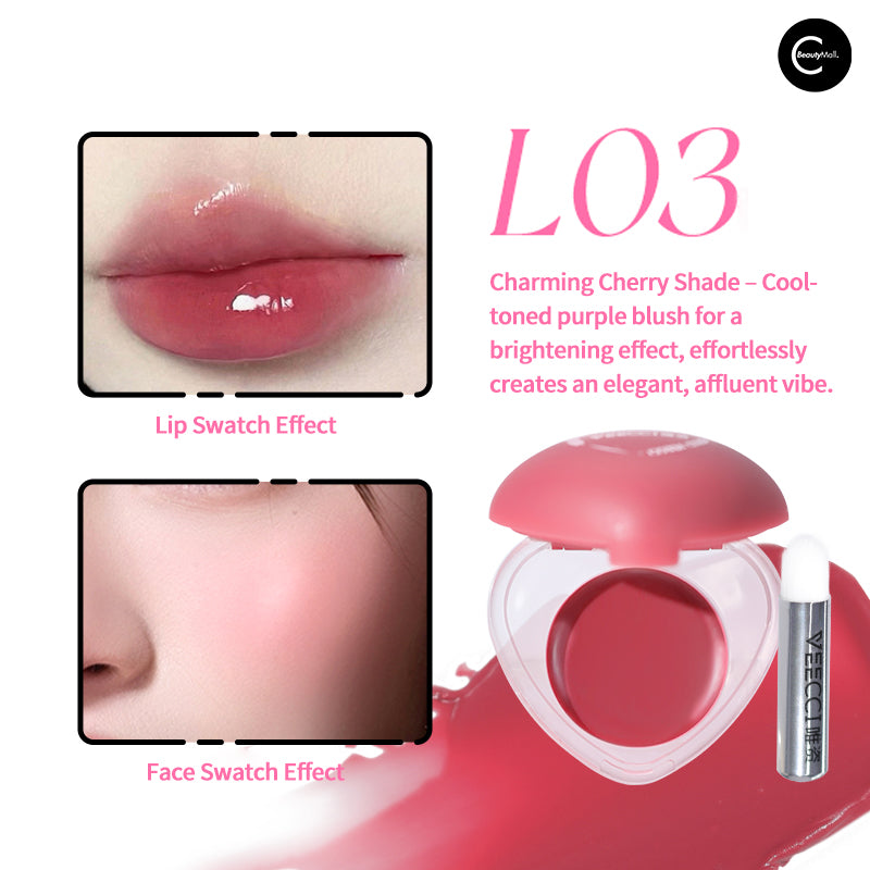 VEECCI Multi-Purpose Lip & Cheek Balm - Tinted Moisturizing Cream for Natural Blush & Lip Color - Perfect for Everyday Makeup, Travel & On-The-Go Touch Ups