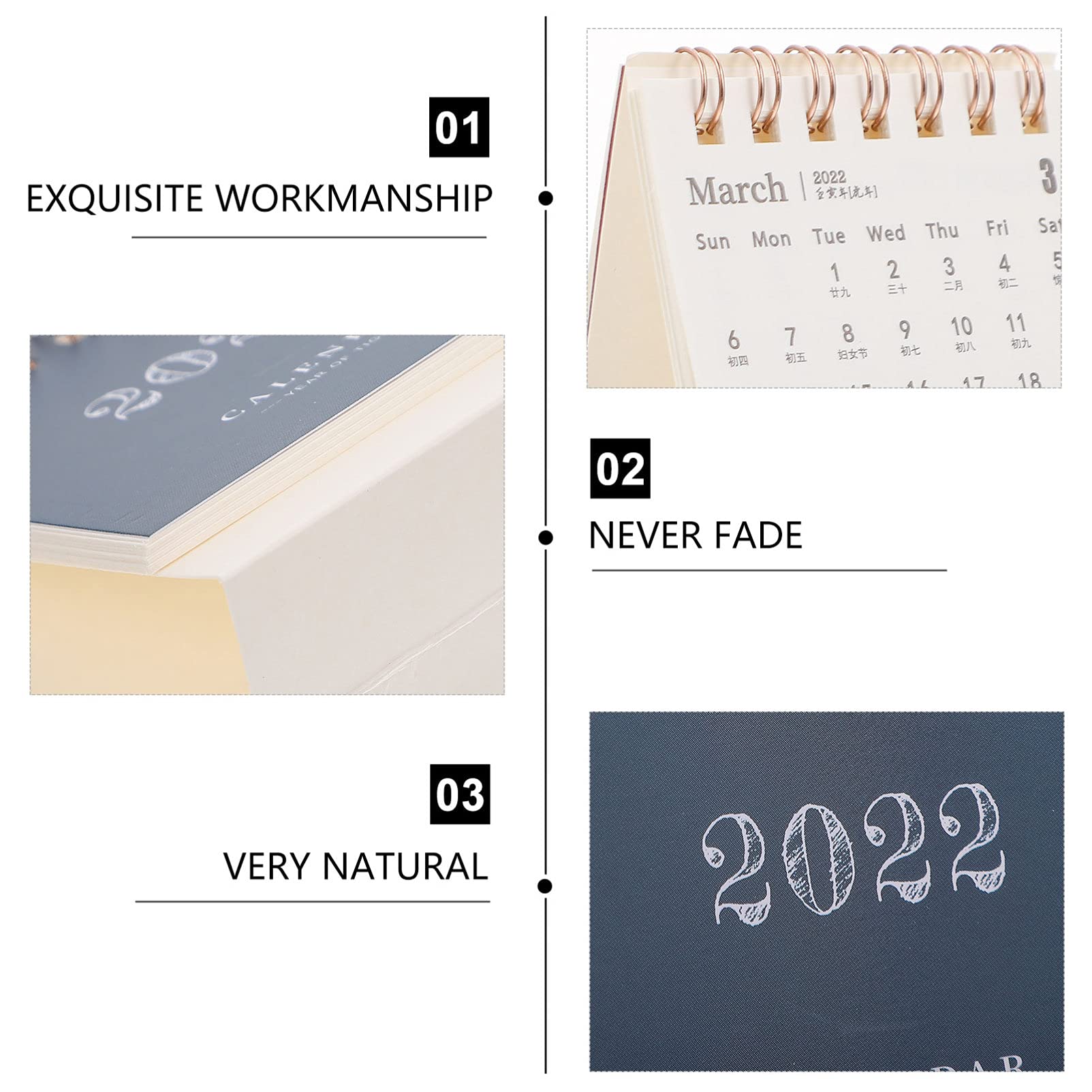 NUOBESTY 5Pcs 2022 Desk Calendar - Mini Flip Desktop Calendar with Stand, Cute Office Paper Table Mat for Daily Planning, Home & Office Organization