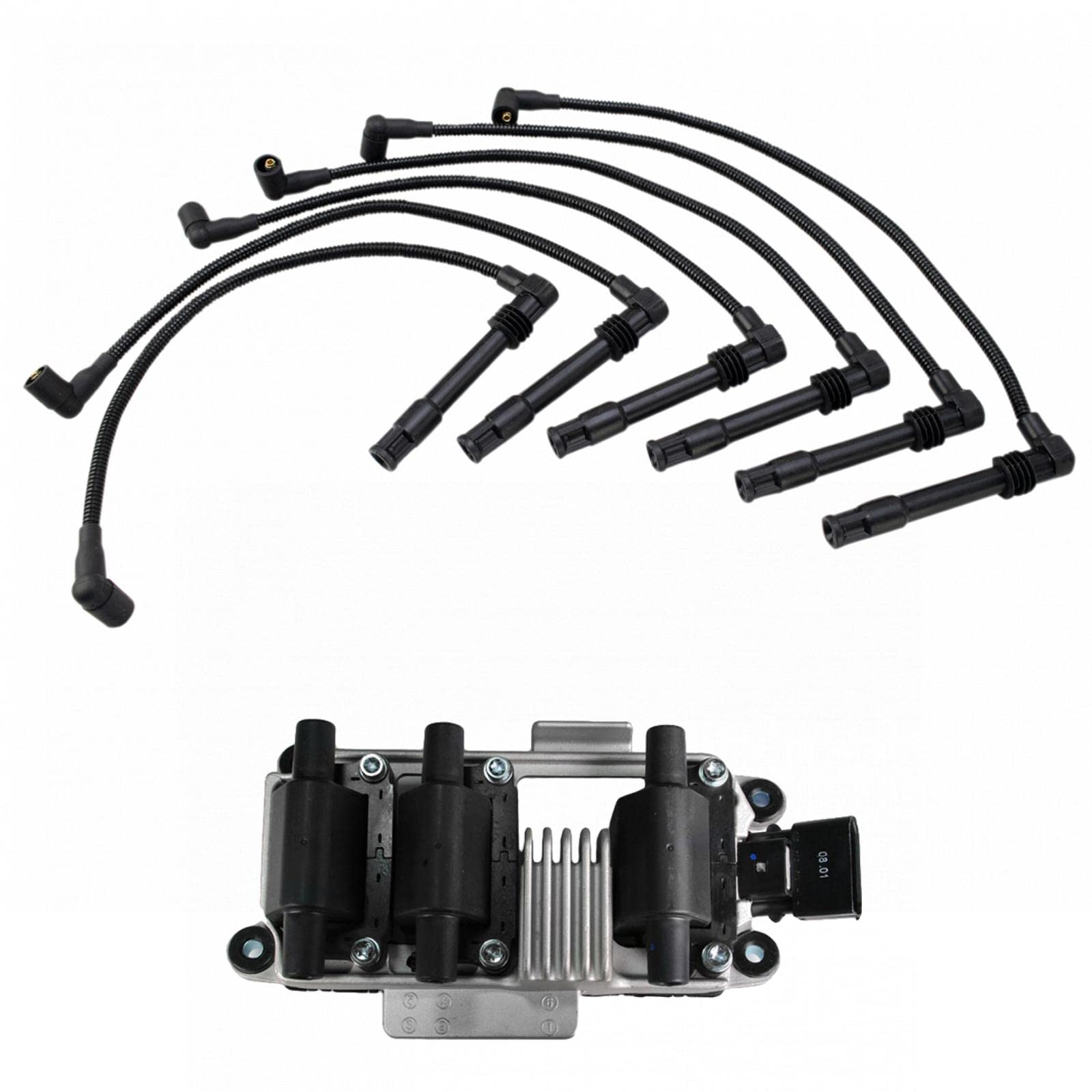 TRQ Ignition Kit - Ignition Coil, Spark Plugs & Wire Set Compatible with 1998-2001 Audi A4/A4 Quattro, 1999-2001 A6/A6 Quattro, 1998-2005 VW Passat - Engine Performance Upgrade & Maintenance Replacement