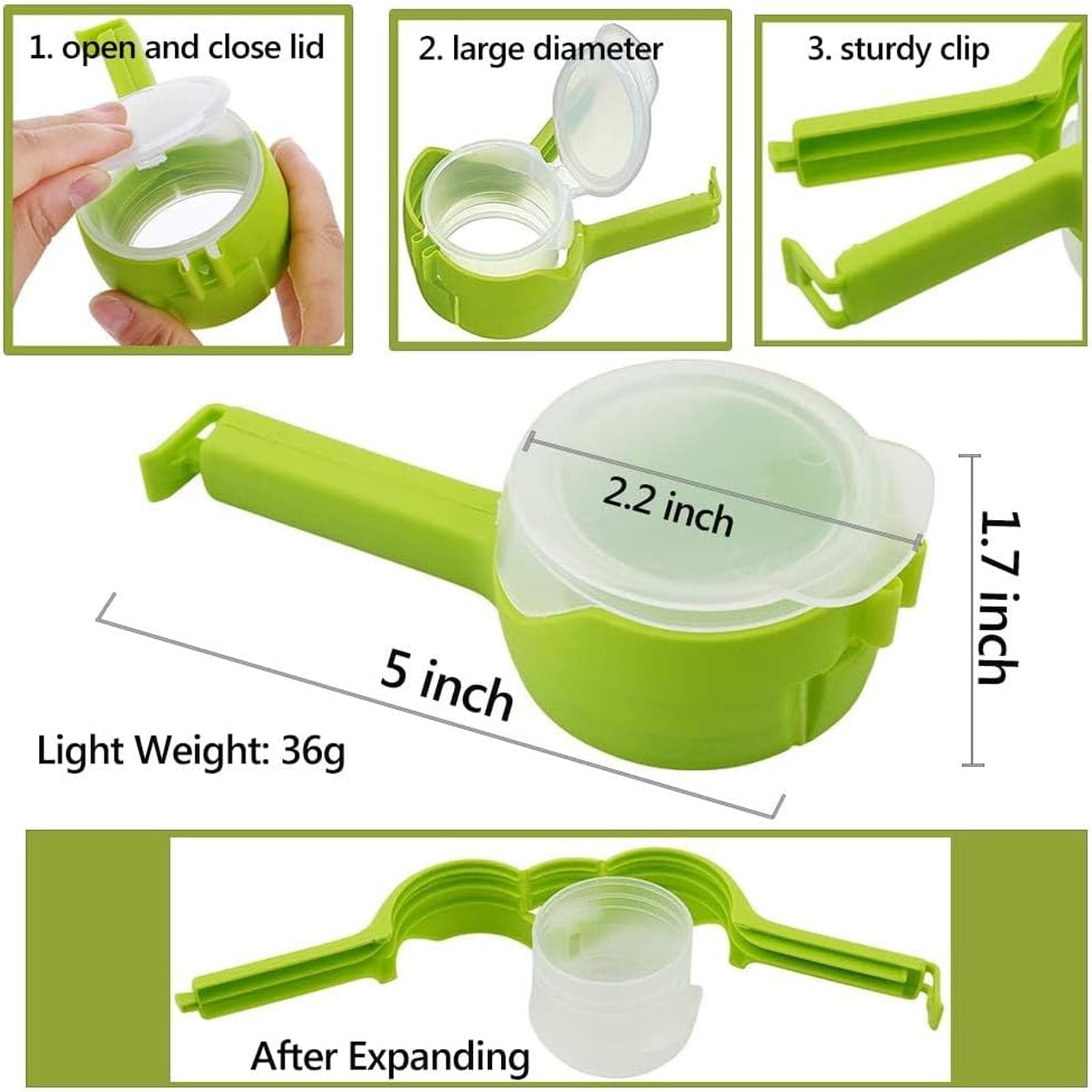 5-Pack Orange Snack Bag Clips with Pour Spouts - Reusable Food Storage Sealing Clips for Chips, Cereal, Flour & Dry Goods - Perfect for Kitchen Pantry Organization & Mess-Free Pouring
