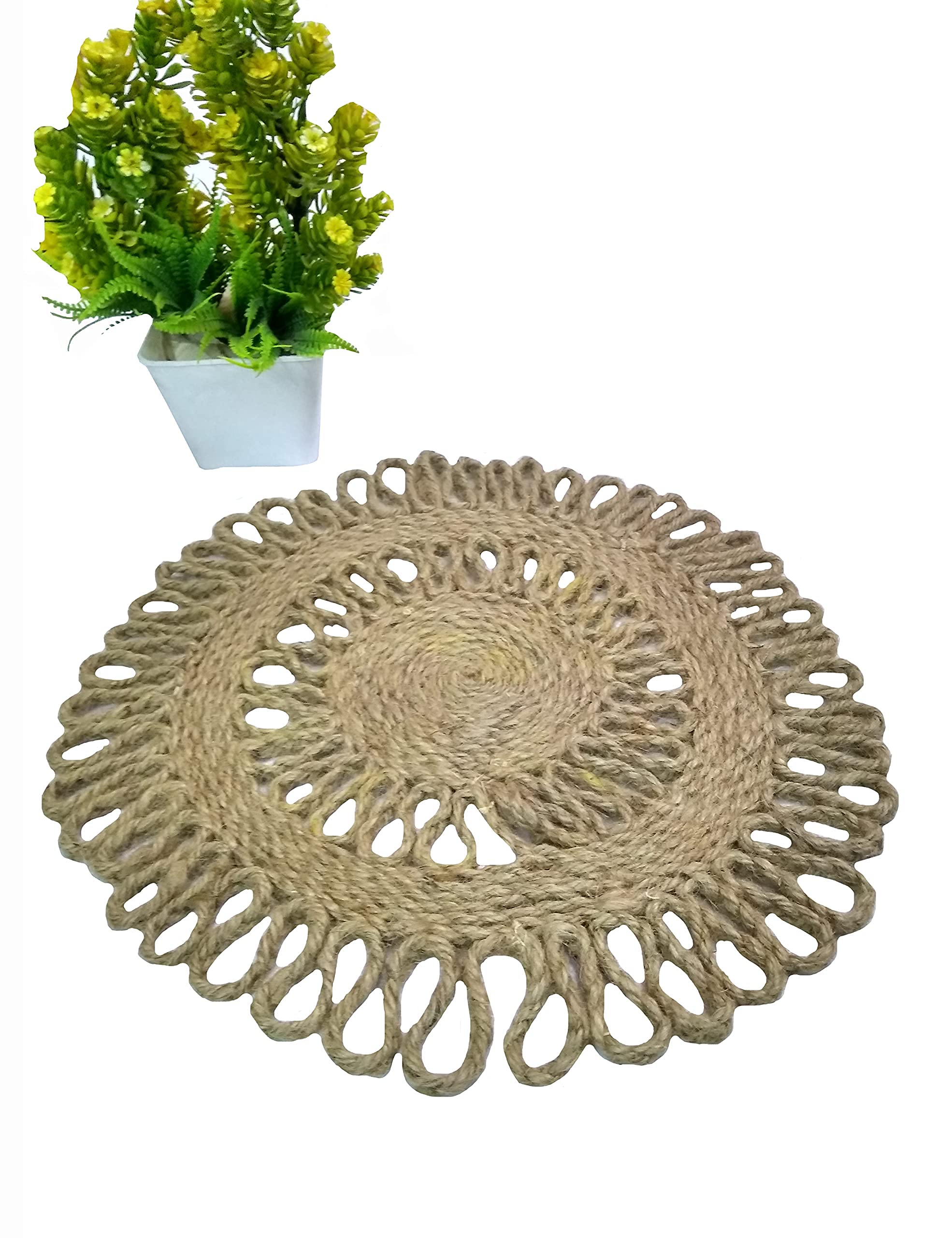 Eco-Friendly Handmade Rattan Placemats - Round Woven Wicker Dining Table Mats (12 Inch, 1-Piece) | Natural & Sustainable Home Decor for Casual Meals, Dinner Parties & Outdoor Picnics