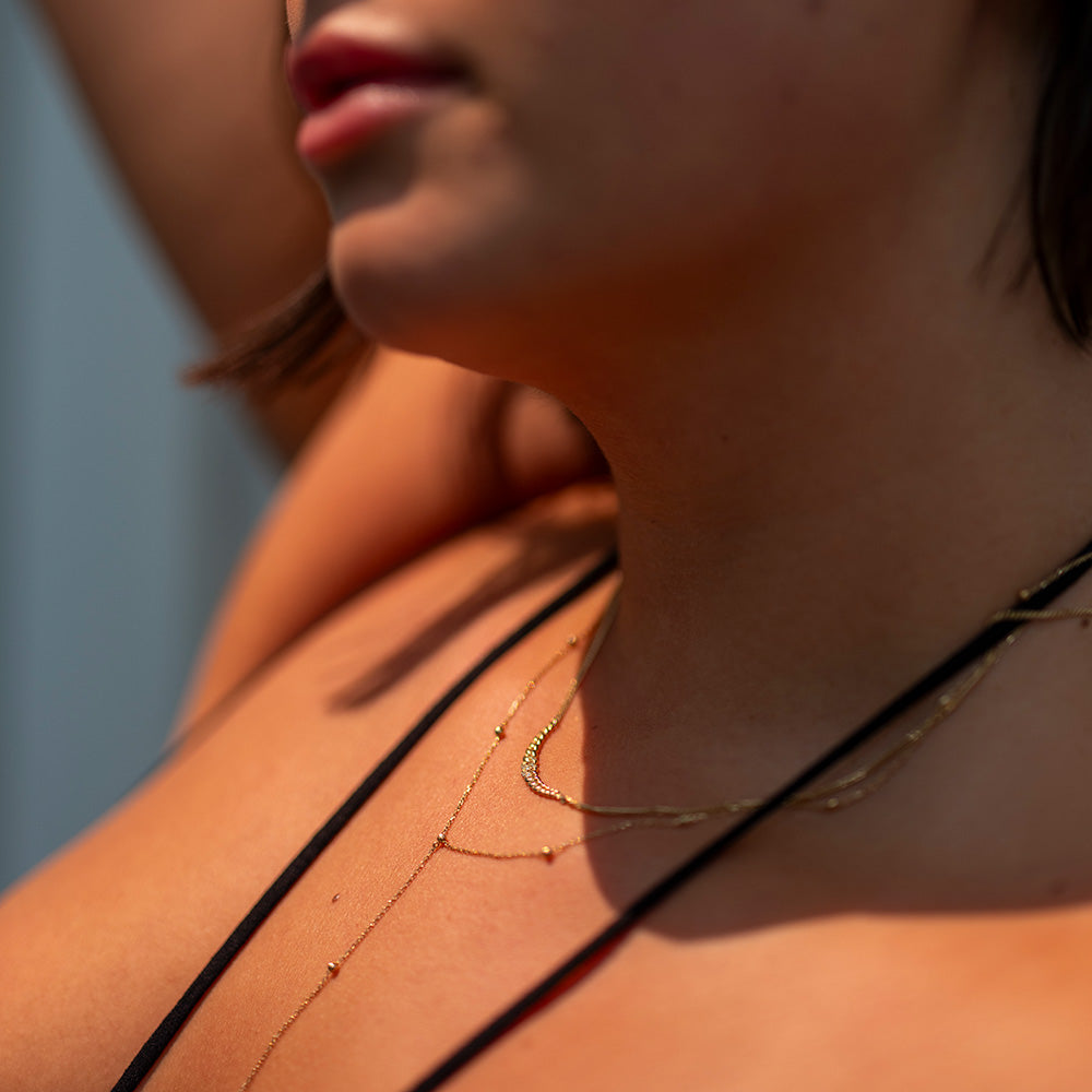 Solid Gold Beaded Lariat Necklace - 18K Gold Plated Elegant Long Y Necklace for Women, Perfect for Weddings, Parties & Special Occasions