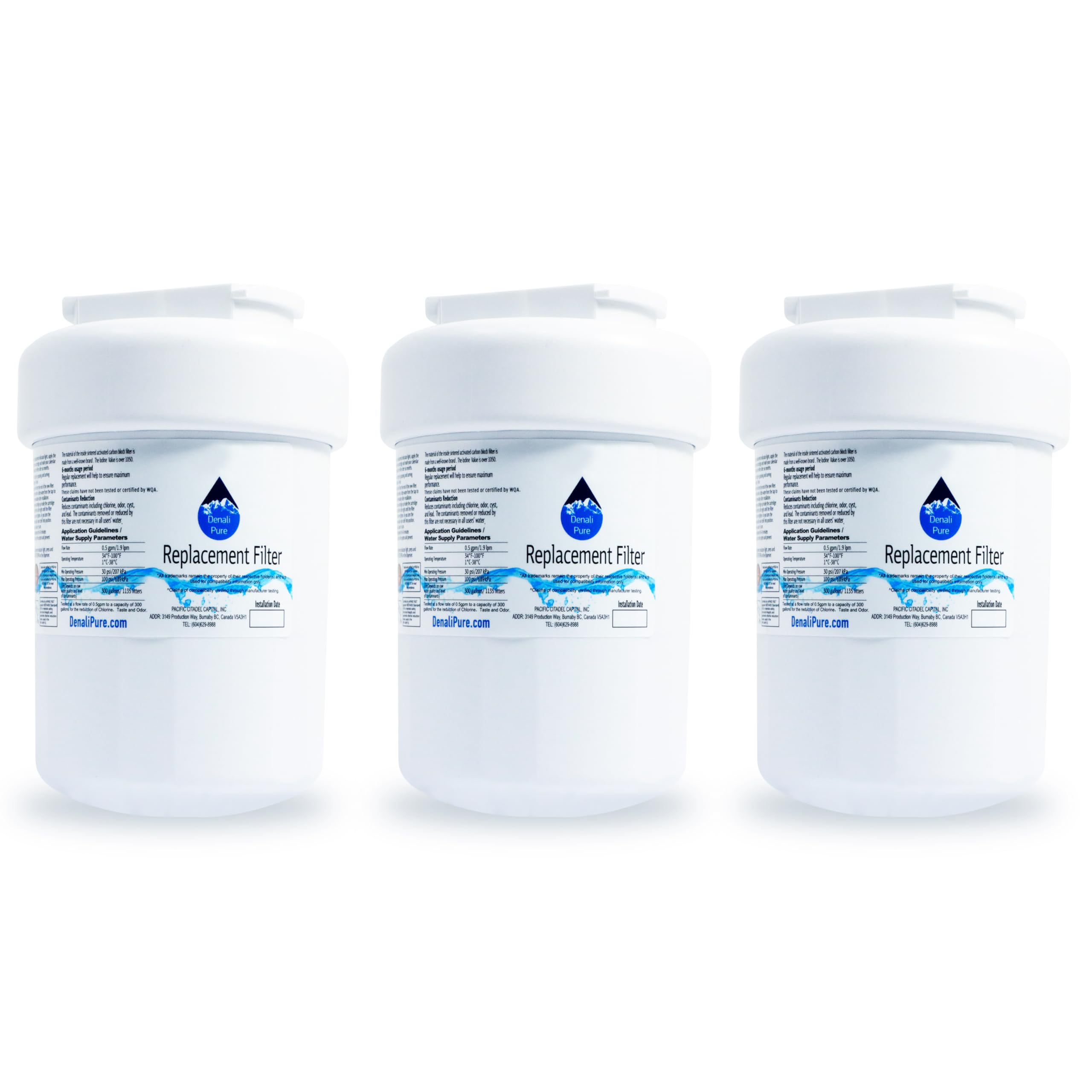 3-Pack GE GSS25VFPAWW Refrigerator Water Filter Replacement - Compatible with GE MWF & MWFP Fridge Water Filters | Pure Drinking Water for Home & Office Use
