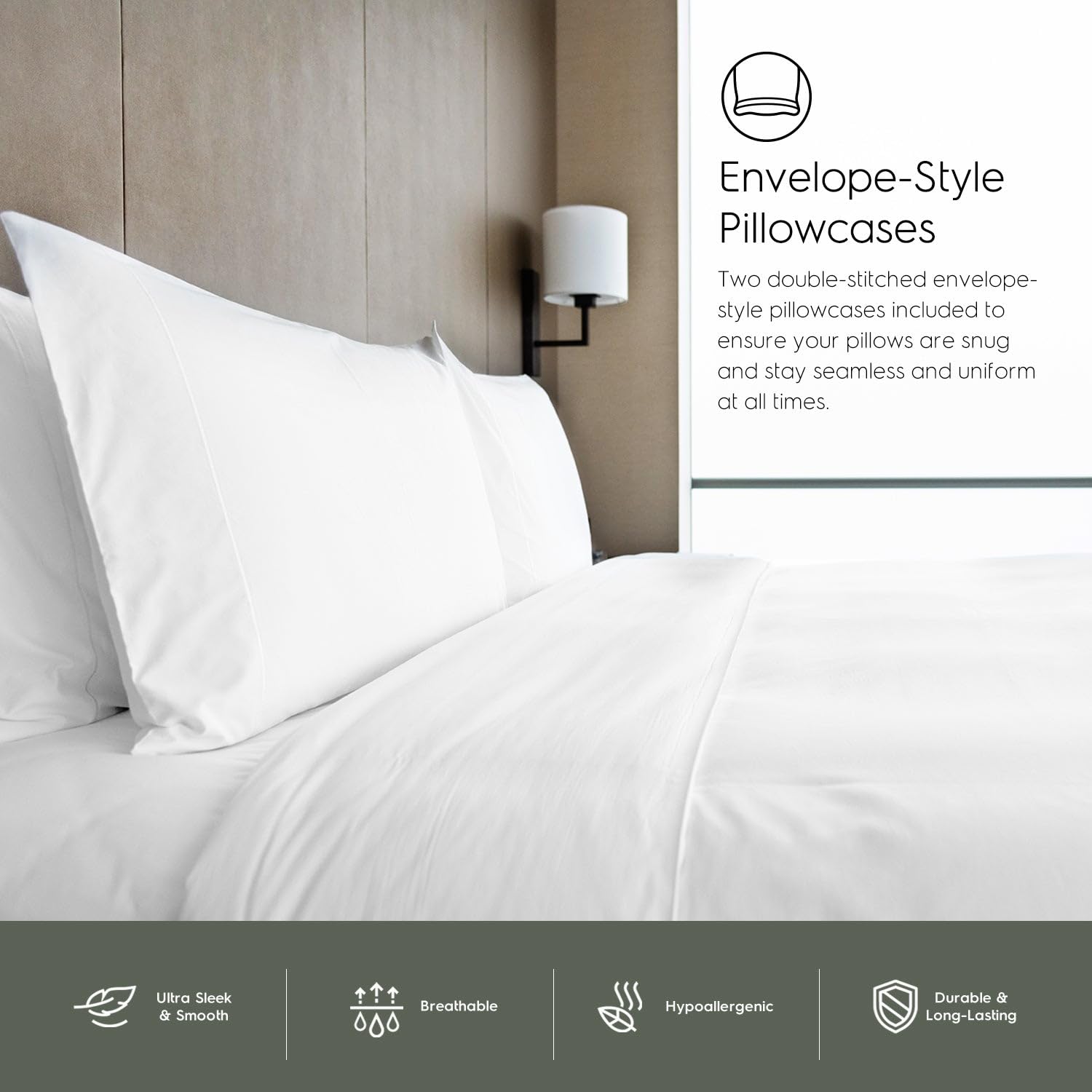 Tafts King Sheets Set - 100% Bamboo Viscose Bedding, Ultra Soft & Cooling Sheets, Double Stitched for Durability - Perfect for Hot Sleepers & Luxury Bedrooms (Cool White)