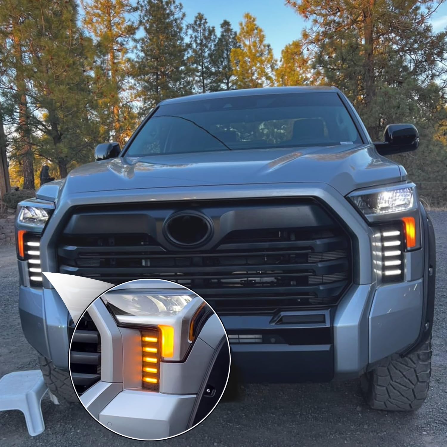 2022-2025 Toyota Tundra LED Fog Lights with White DRL & Amber Turn Signal - High Visibility Daytime Running Lights for Enhanced Safety | Perfect for Off-Roading, Night Driving & Bad Weather Conditions