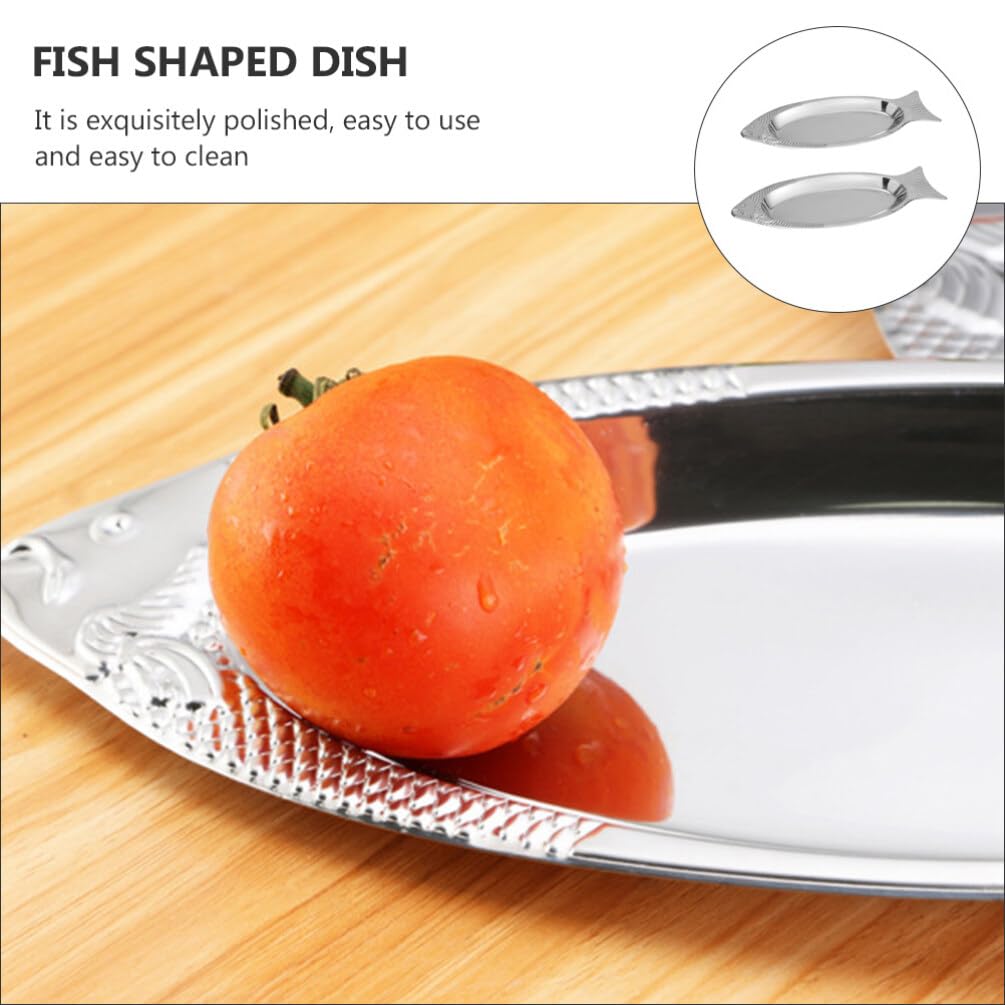 Premium 2-Pack Stainless Steel Dinner Plates - Oval Metal Serving Dishes for Camping, Fish Platter, Sushi, Dessert & Fruit Tray | Durable & Elegant Silver Finish for Outdoor Picnics, BBQs & Dinner Parties