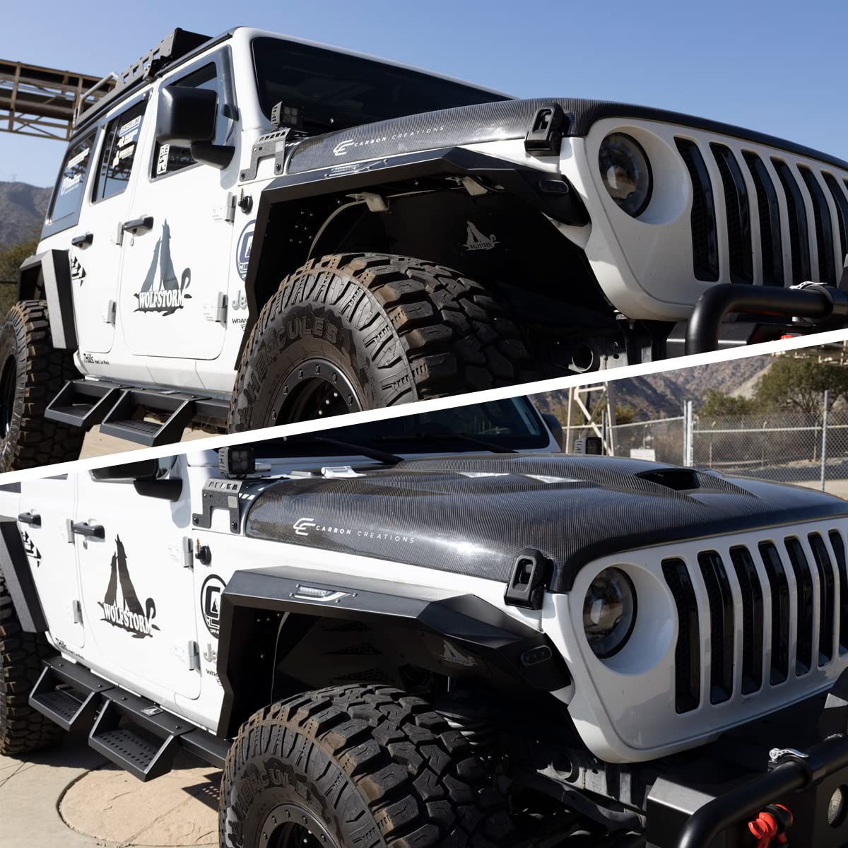 HAWKLEY Offroad Fender Flares with DRL & Sequential LED Turn Lights for 2018-2025 Jeep Wrangler JL & JLU Unlimited (Sport, Sahara, Rubicon) - Durable Front Fender Liners for Enhanced Off-Roading & Night Driving Safety