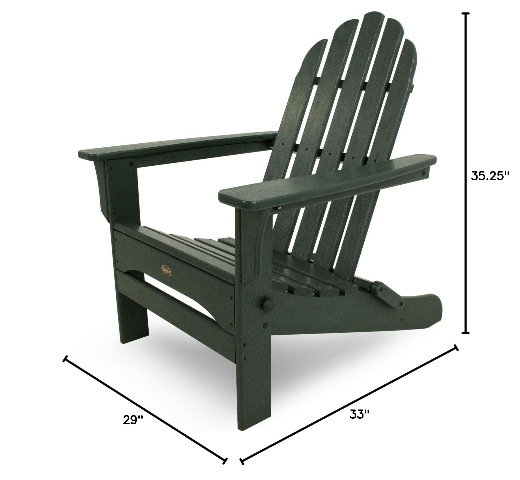 Polywood TXA53RC Cape Cod Folding Adirondack Chair - Durable Outdoor Furniture in Rainforest Canopy | Perfect for Patio, Deck, Poolside & Garden Relaxation