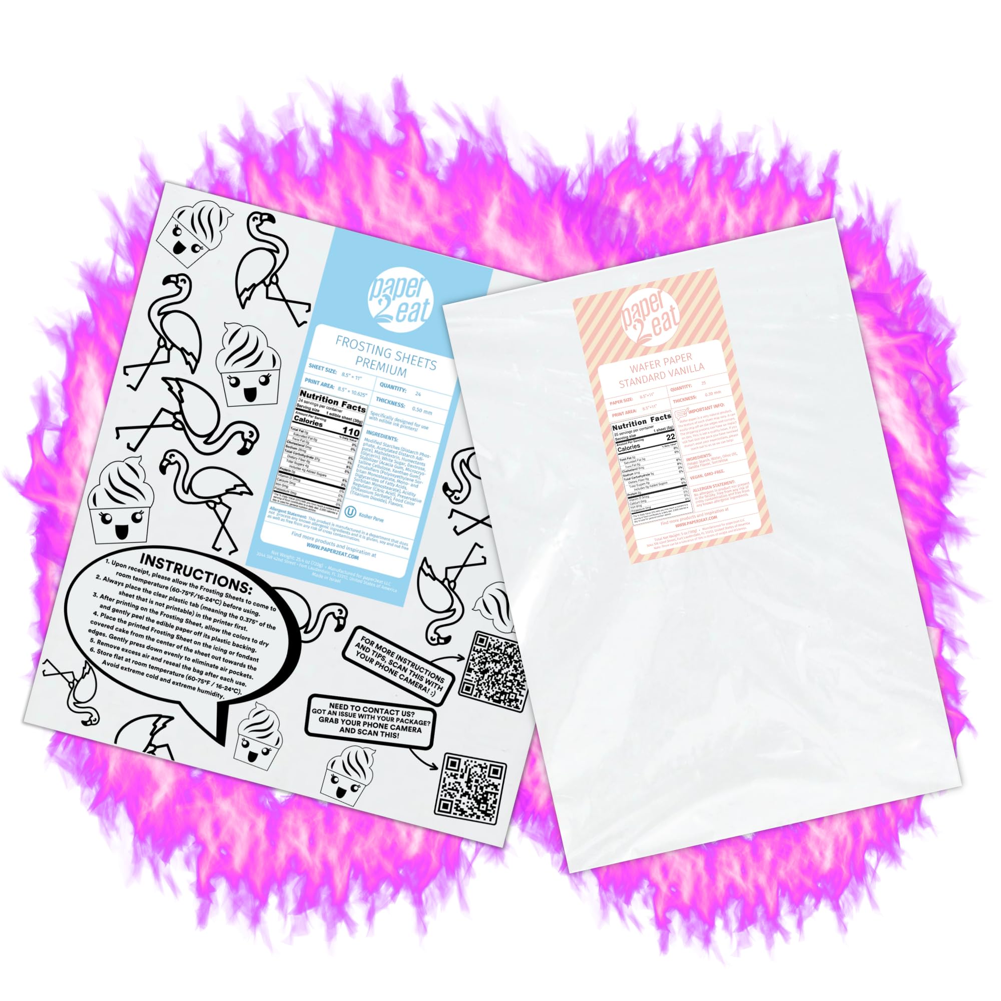 Vanilla Burn-Away Cake Edible Paper Combo - Frosting & Wafer Sheets for Baking Decor