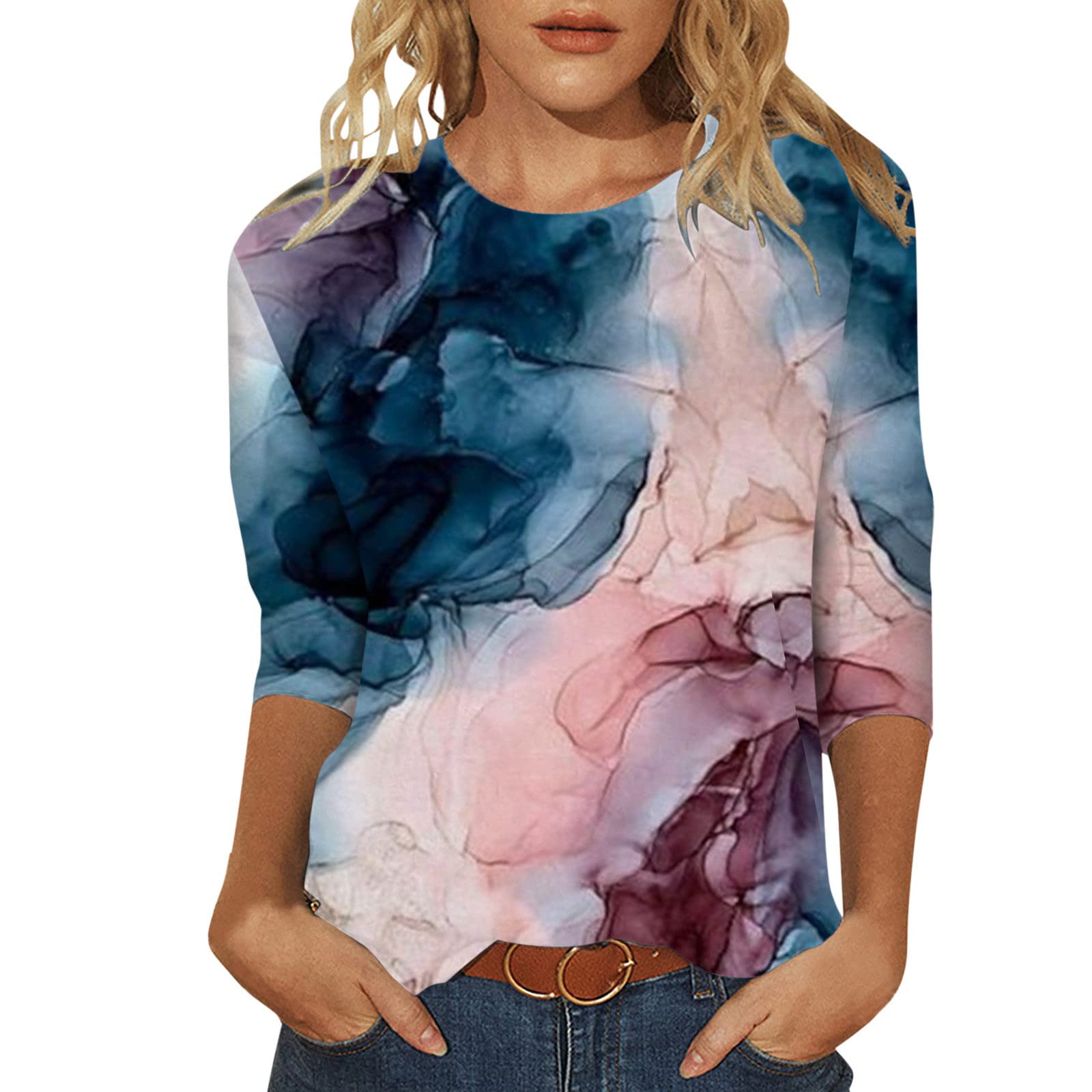Women's Floral Print Long Sleeve Tunic Top - Loose Fit Side Split Summer Blouse for Casual Wear, Office & Outdoor Activities