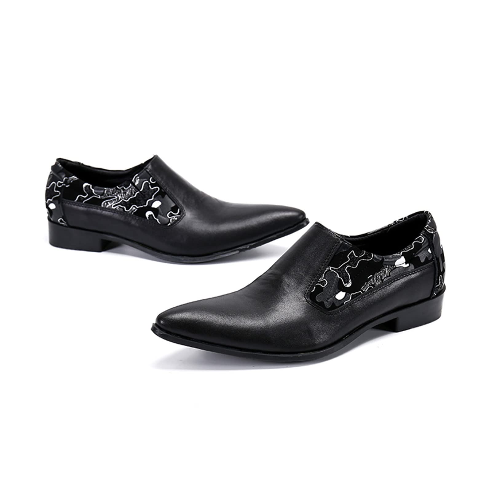 Men's Black Leather Business Formal Shoes - British Style Breathable Slip-On Casual Dress Shoes EU Size 40 - Perfect for Office, Weddings & Formal Events
