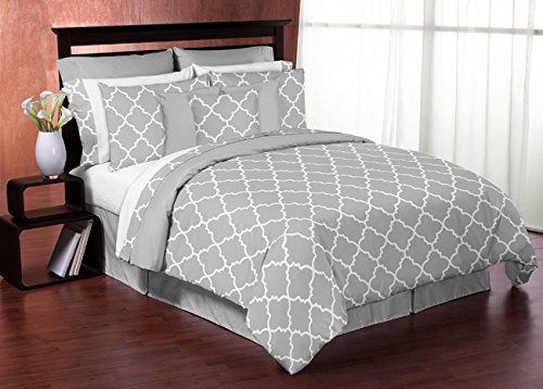 Gray and White Trellis 3-Piece Kids & Teen Bedding Set - Full/Queen Size for Boys & Girls - Perfect for Bedroom Decor, Sleepovers & Cozy Nights