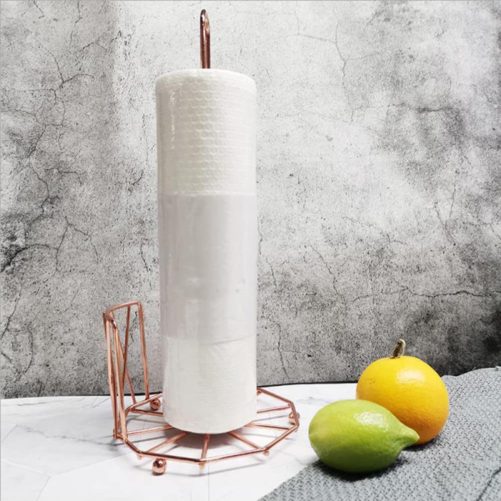 Stainless Steel Kitchen Roll Holder & Bathroom Tissue Stand - Rose Gold Multifunctional Paper Towel & Napkin Rack for Kitchen, Bathroom & Dining Table Decor - Space Saving Home Organizer