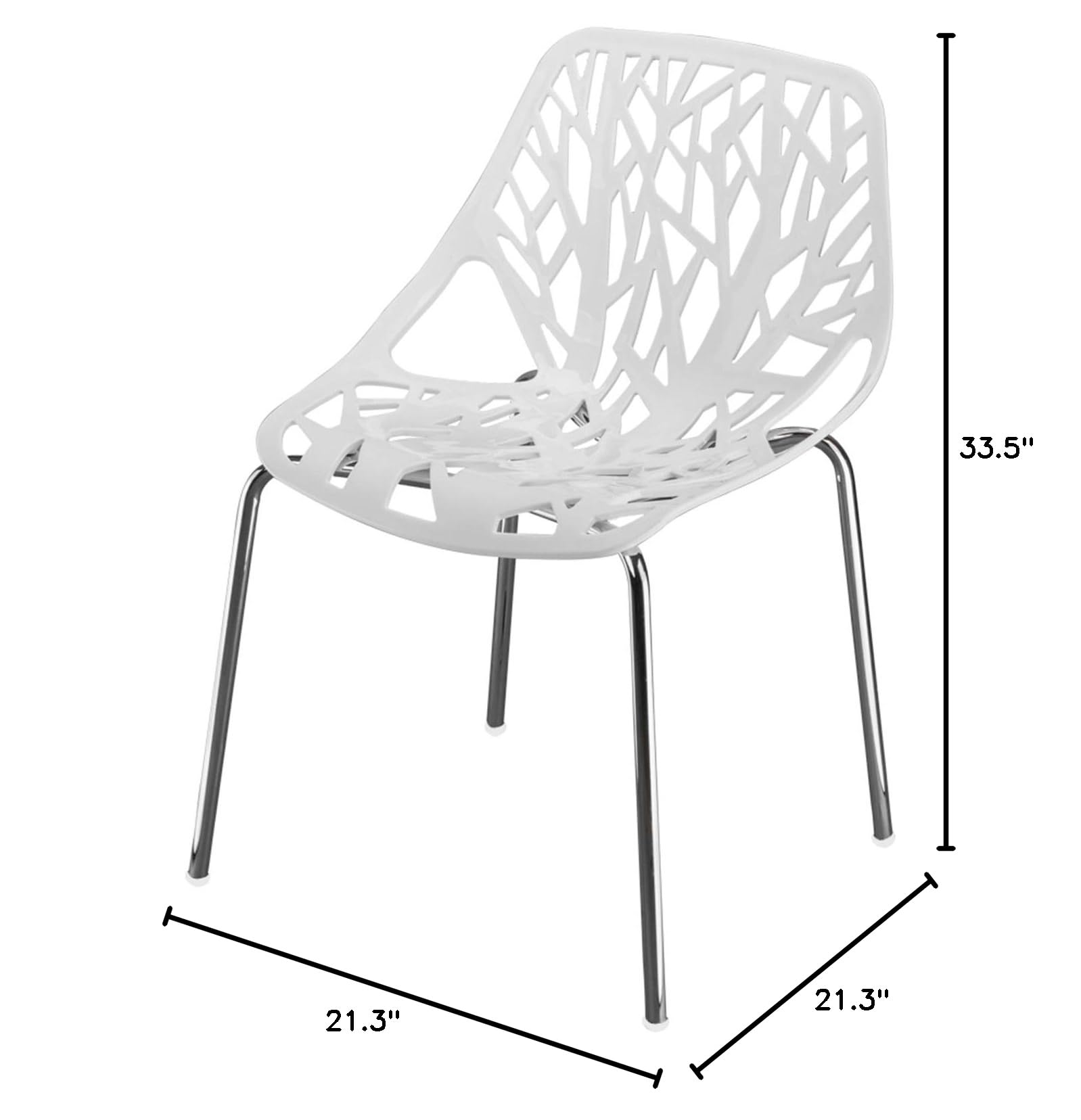 4-Piece Modern Stackable Dining Chairs Set with Non-Slip Foot Pads - Geometric Design Bird's Nest Side Chairs for Kitchen, Living Room & Hallway - Perfect for Small Spaces & Contemporary Home Decor (White)