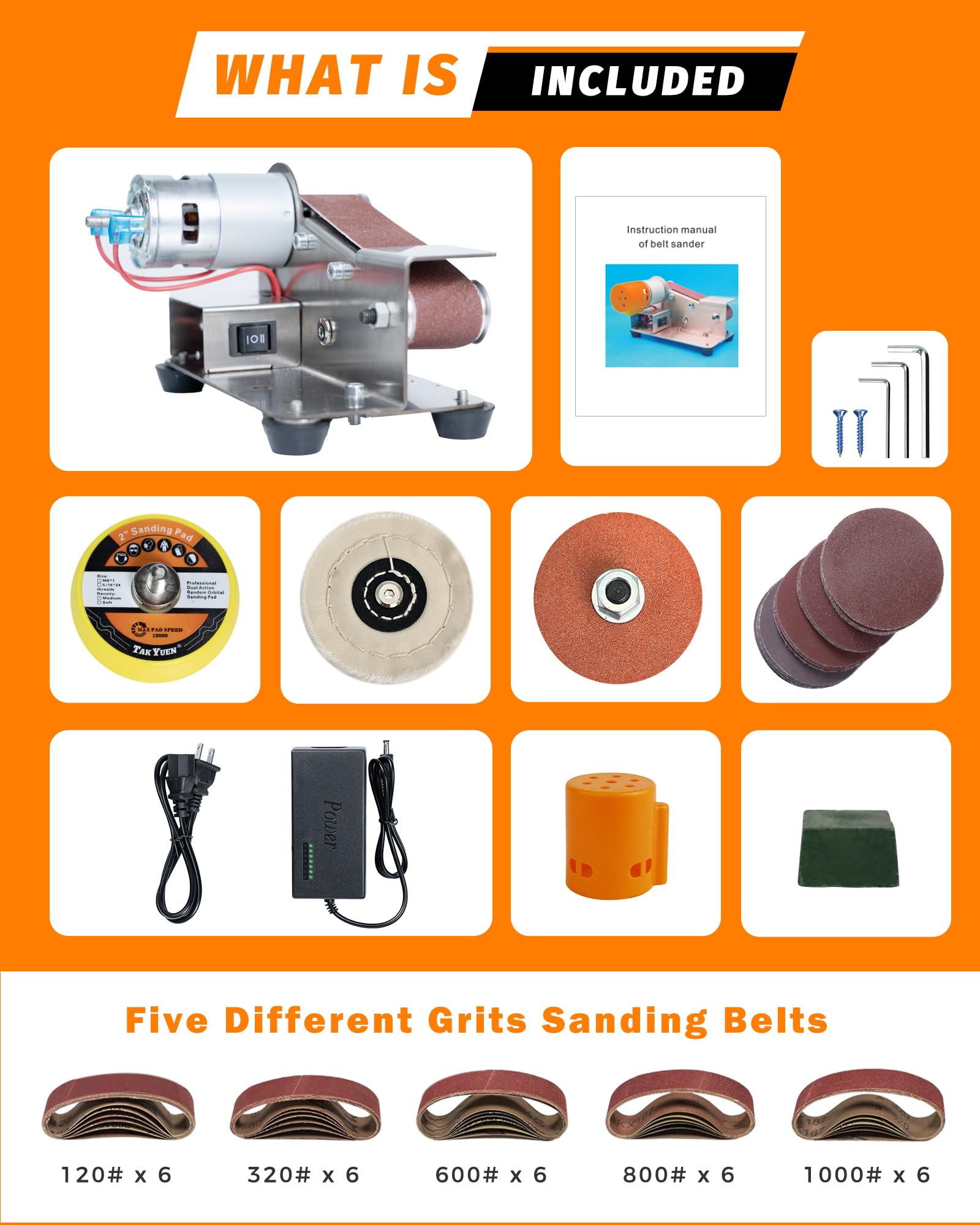 Mini Belt Sander 15° Electric Knife Sharpener - 7 Adjustable Speed Power Belt Grinder for Woodworking & Metal DIY Projects | Perfect for Knife Making, Sanding, and Polishing Small Items