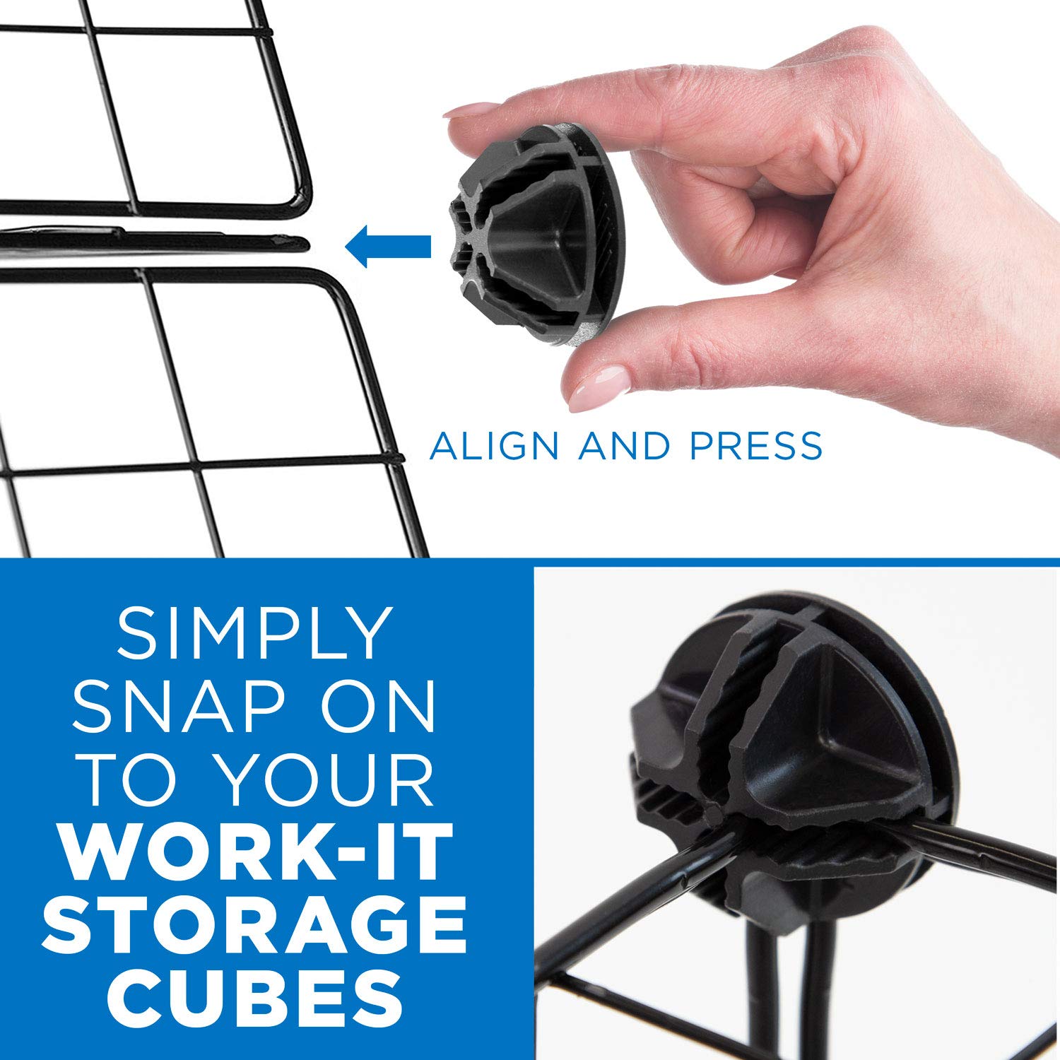 24-Piece Black Storage Cube Connectors for Modular Organizers - Fits 0.16