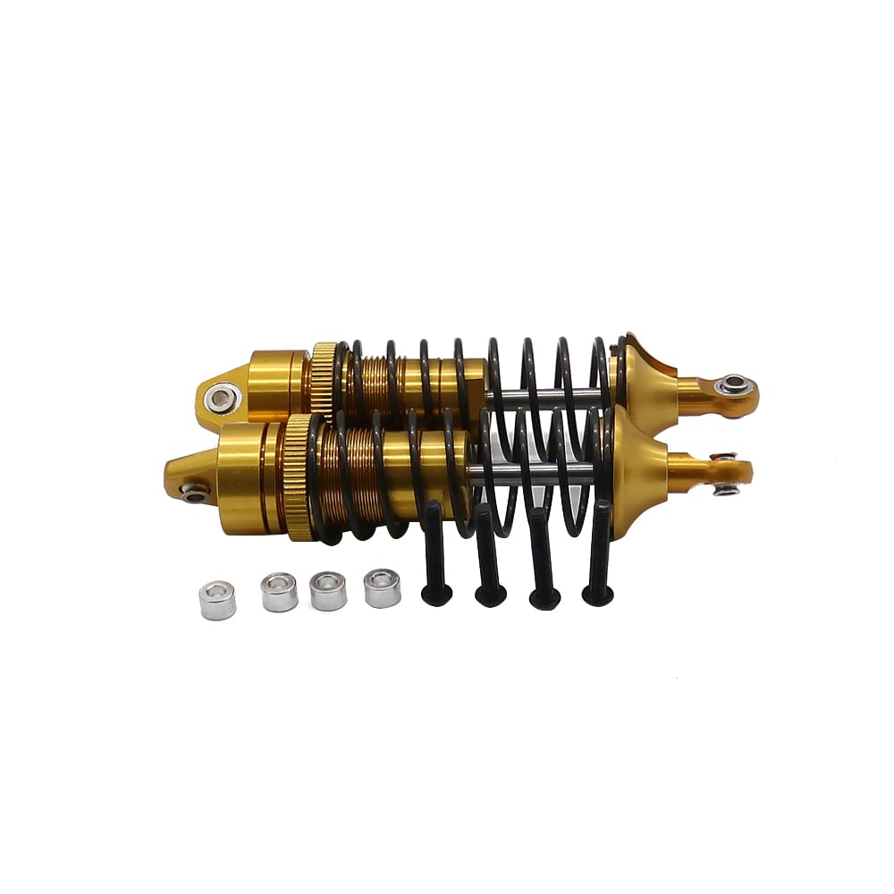 2 Pcs Alloy Front Oil Filled Shock Absorber 100mm Adjustable Damper for 1/10 RC Car & Truck Parts (Yellow) - Perfect for Off-Road Racing, Crawling & RC Vehicle Maintenance