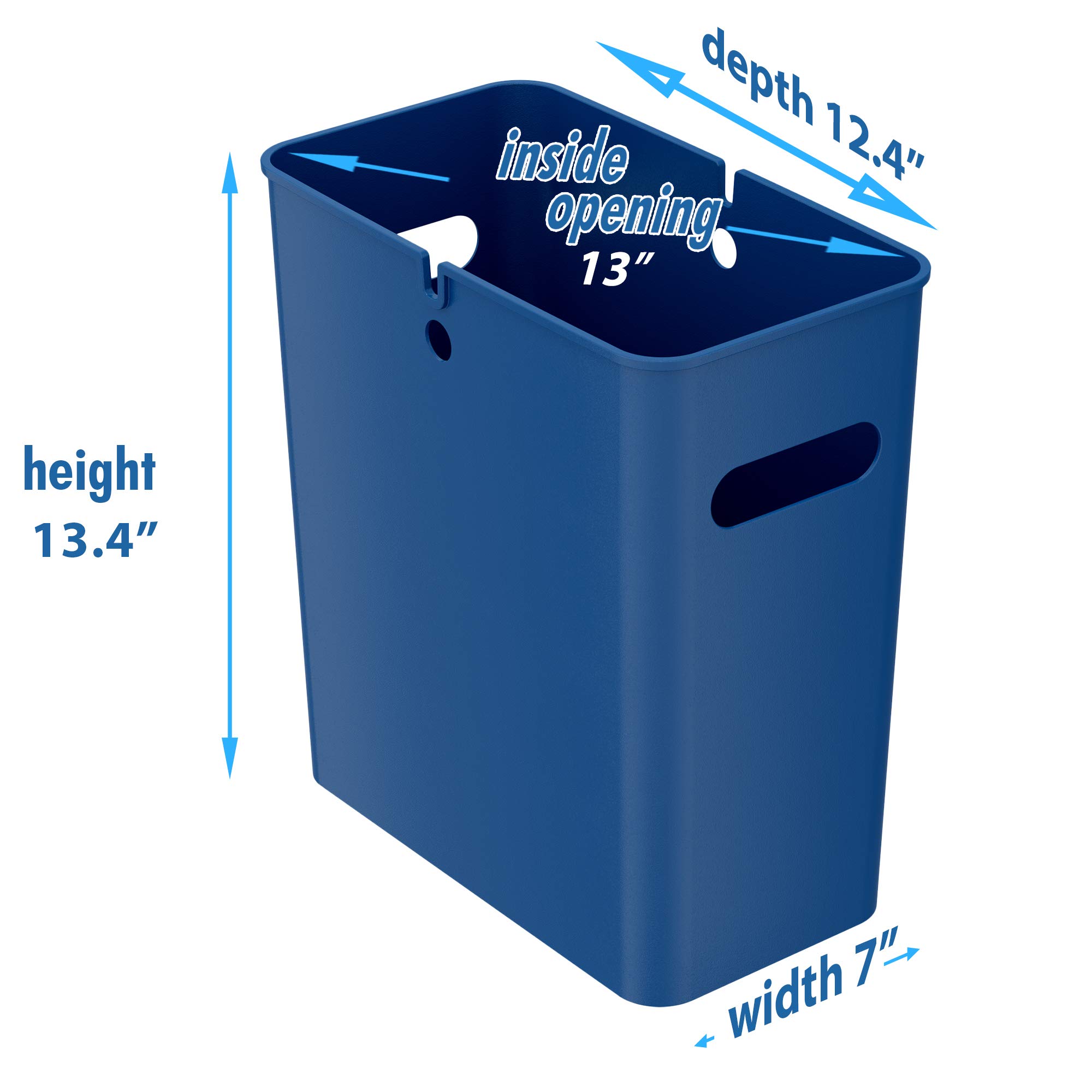 iTouchless SlimGiant 4.2 Gallon Plastic Trash Can - 2 Pack Blue - Compact Waste Bin for Bathroom, Office, Kitchen & Small Spaces