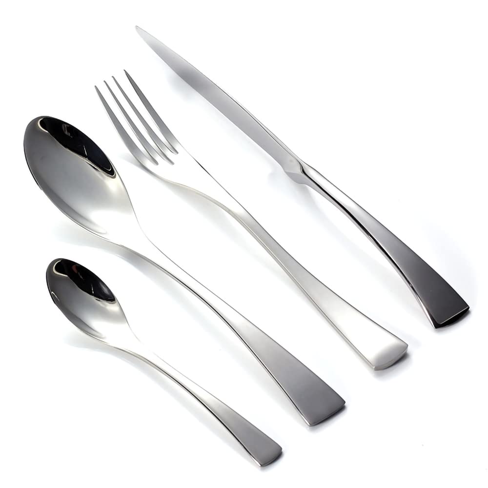48-Piece Stainless Steel Silverware Set - Premium Dining Cutlery Set with Spoons, Forks & Knives - Elegant Flatware for Restaurants, Hotels & Home Use - Dishwasher Safe - Perfect for Dinner Parties, Weddings & Everyday Dining