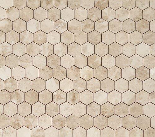Premium Cappuccino Marble Polished 2-Inch Hexagon Mosaic Tile - 20 Sheets (10 sq ft) for Kitchen Backsplash, Bathroom Wall & Flooring