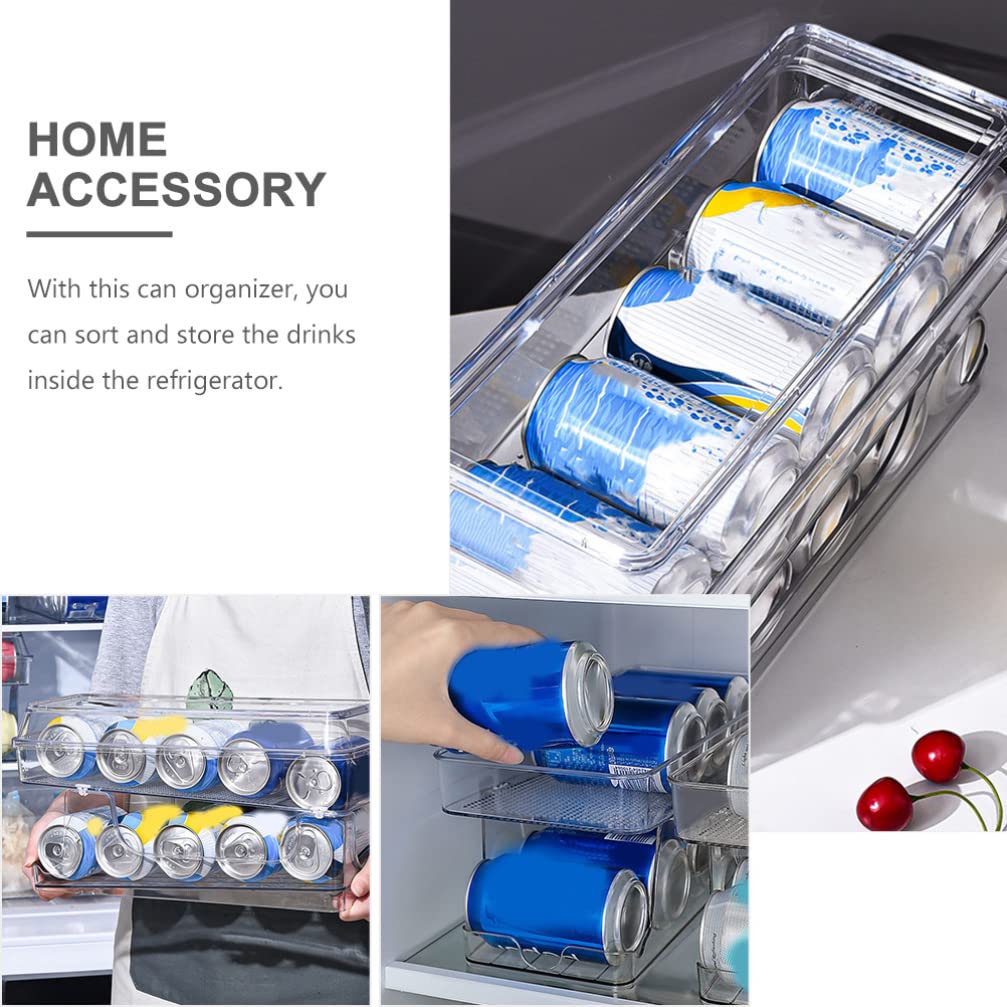 Premium Clear Can Storage Rack - 12-Slot Soda Can Dispenser & Fridge Organizer for Beverages, Pet Food & Drinks | Space-Saving Refrigerator Shelf for Kitchen, Office & Party Use
