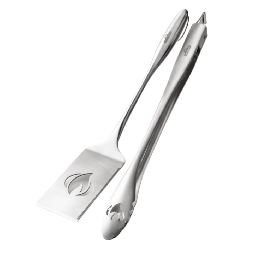 Napoleon 70033 Premium Stainless Steel 2-Piece BBQ Grill Tool Set - Spatula & Tongs for Outdoor Cooking, Backyard Grilling, and Camping
