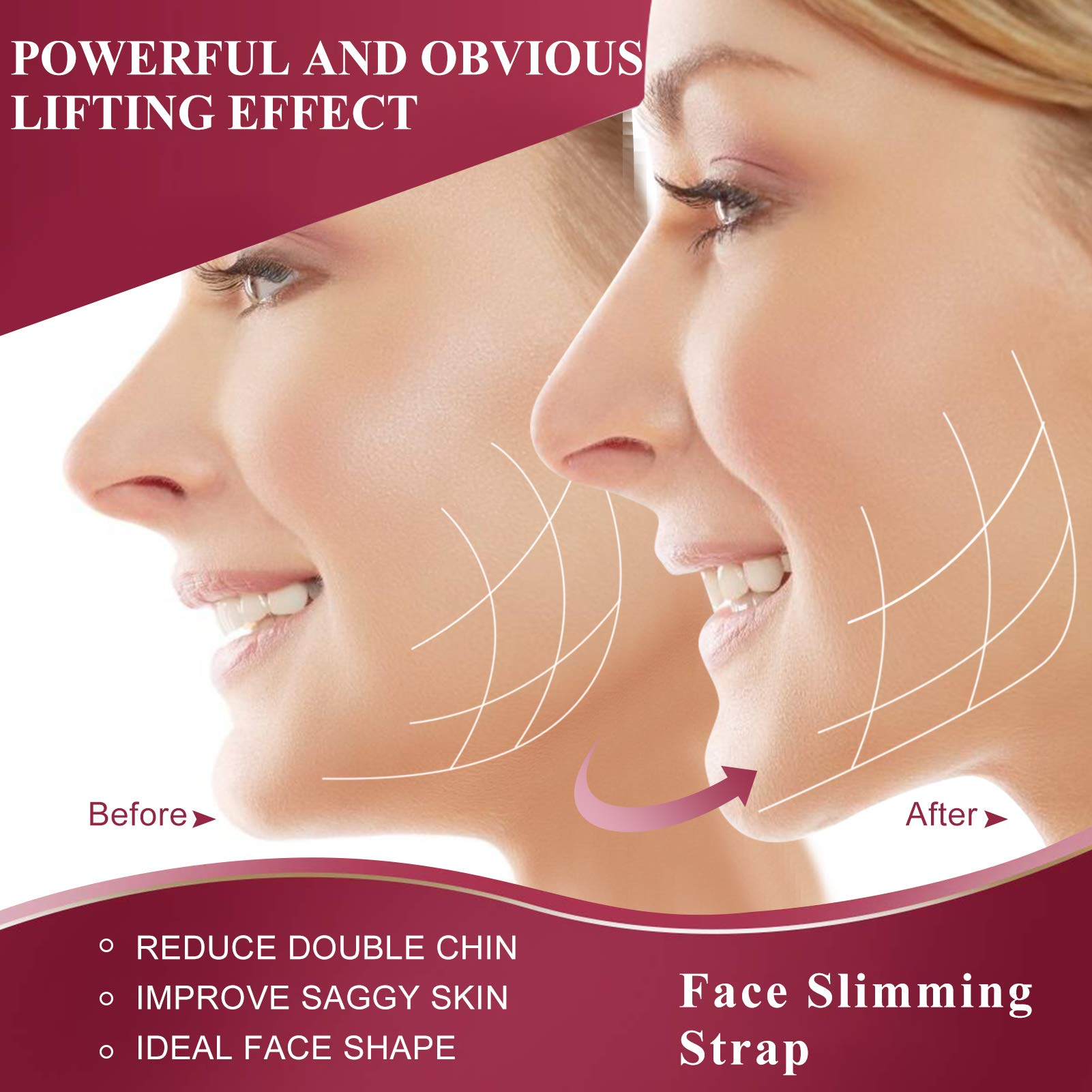 Facial Slimming Strap for Women - Double Chin Reducer & V-Line Lifting Belt | Pain-Free Face Tightening, Anti-Aging & Skin Firming | Reusable for Sagging Skin Care | Perfect for Daily Use, Beauty Routine & Anti-Wrinkle Treatment