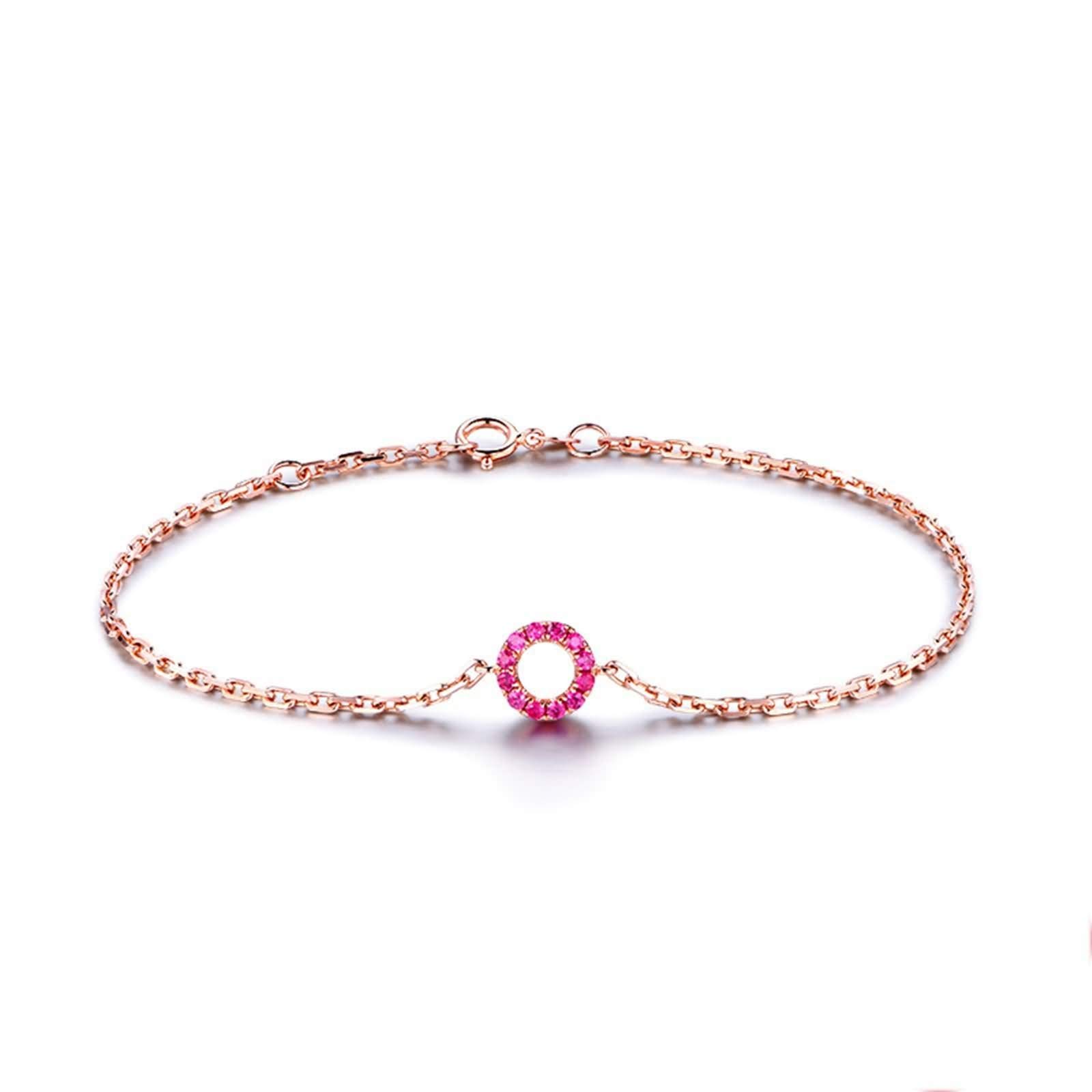 Daesar 18K Rose Gold Bracelet for Women with 0.25ct Round Ruby - Elegant Chain Jewelry for Valentine's Day, Anniversary & Special Occasions