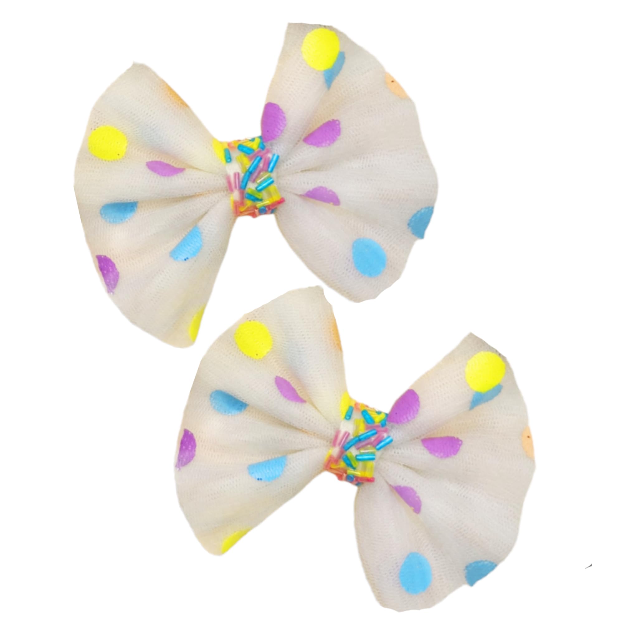 Pastel Polka Dot Hair Bows for Girls - Yellow, White, Pink, Purple, Black & Blue Hair Clips (2-Pack) | Perfect for Birthday Parties, School, Dance Recitals & Everyday Wear