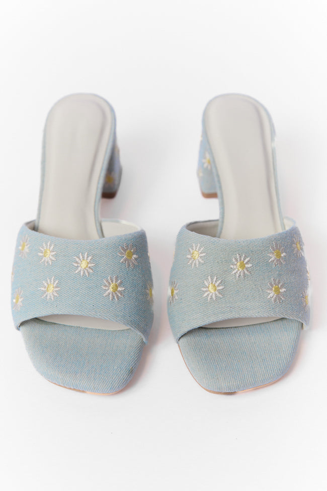 Lulu Denim Daisy Heels - Women's Fashion High Heels for Party & Evening Wear - Final Sale