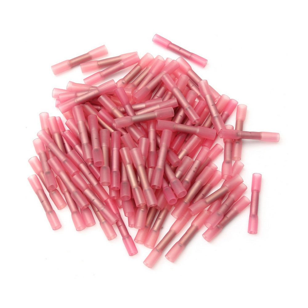 100PCS Heat Shrink Butt Connectors - 18-22AWG Waterproof Electrical Wire Terminals for Automotive, Marine & Home Wiring - Insulated Crimp Connectors for Secure Electrical Connections