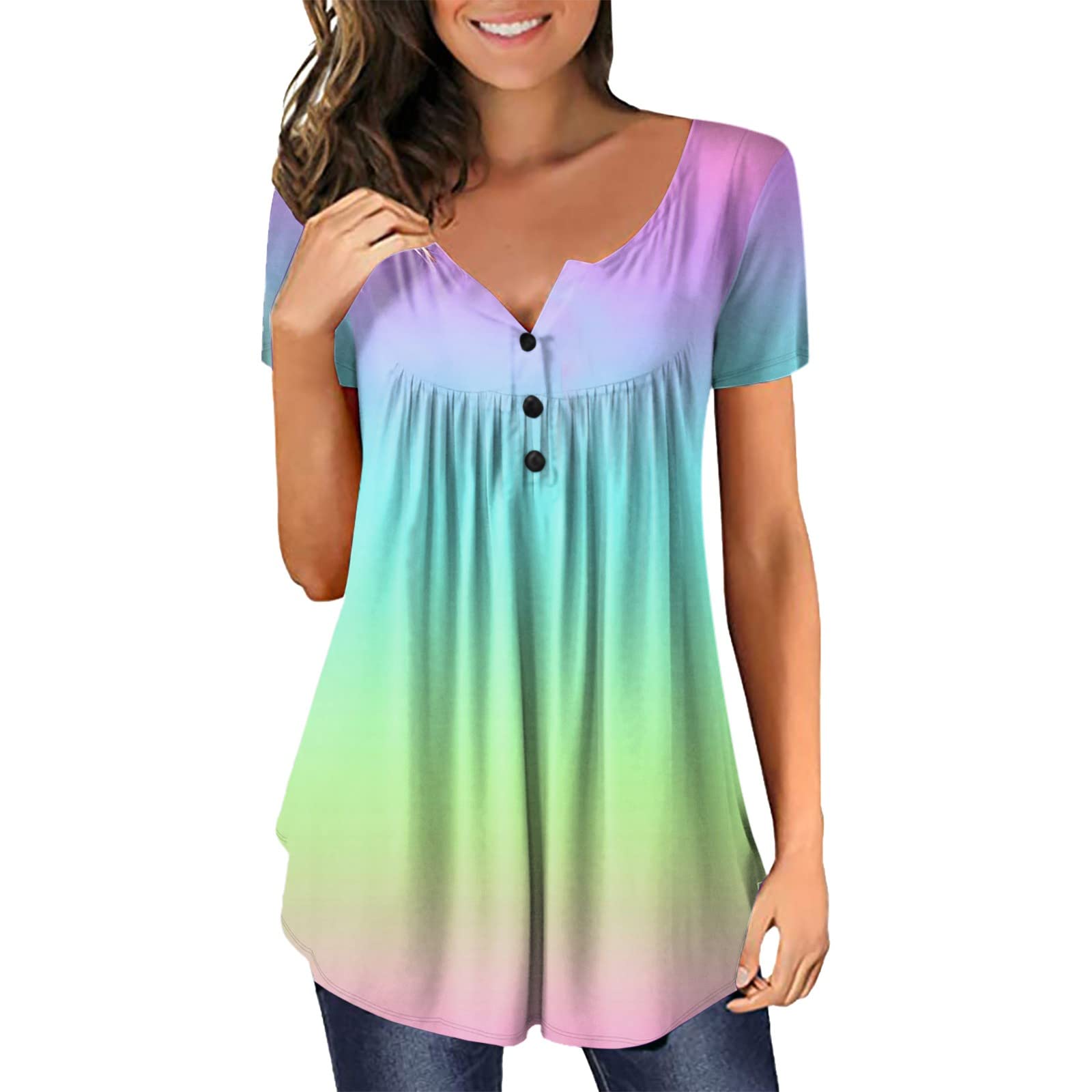 Breathable Women's T-Shirts - Summer Short Sleeve Tunic Tops for Hiking & Outdoor Activities | Flattering Fit to Hide Belly | Moisture-Wicking Activewear for Running, Yoga & Casual Wear