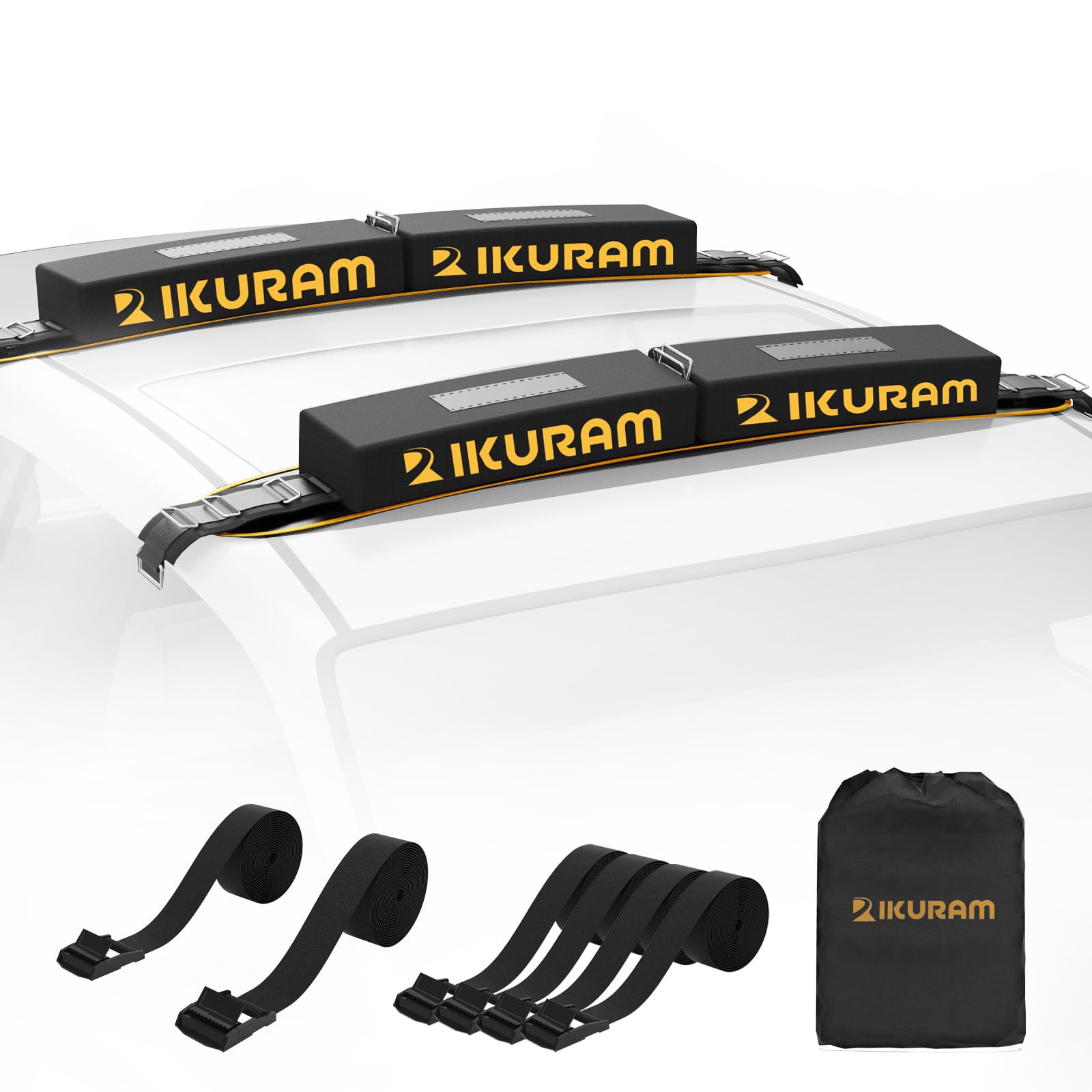 Universal Car Soft Roof Rack Pads - Waterproof Kayak Surfboard SUP Canoe Ski Rack Accessories for Cars SUVs - No Rails Required Easy Installation - Perfect for Road Trips Camping Outdoor Adventures