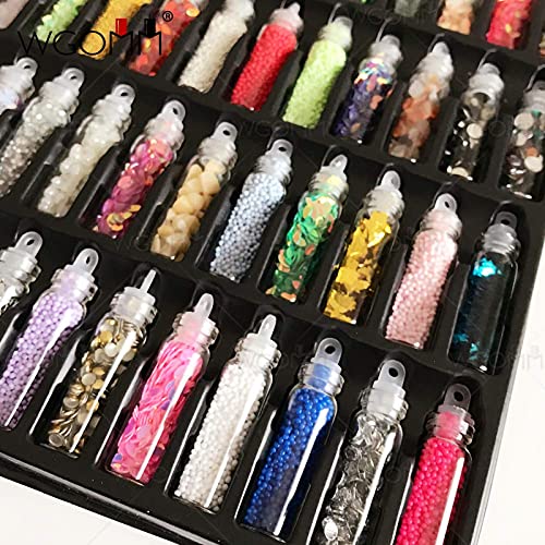 FAMEZA 48-Pack Mixed Color Nail Art Rhinestones & Gems Kit with Tweezers - 3D Nail Charms for Women & Girls - Perfect for DIY Nail Art, Salon Designs, and Party Manicures