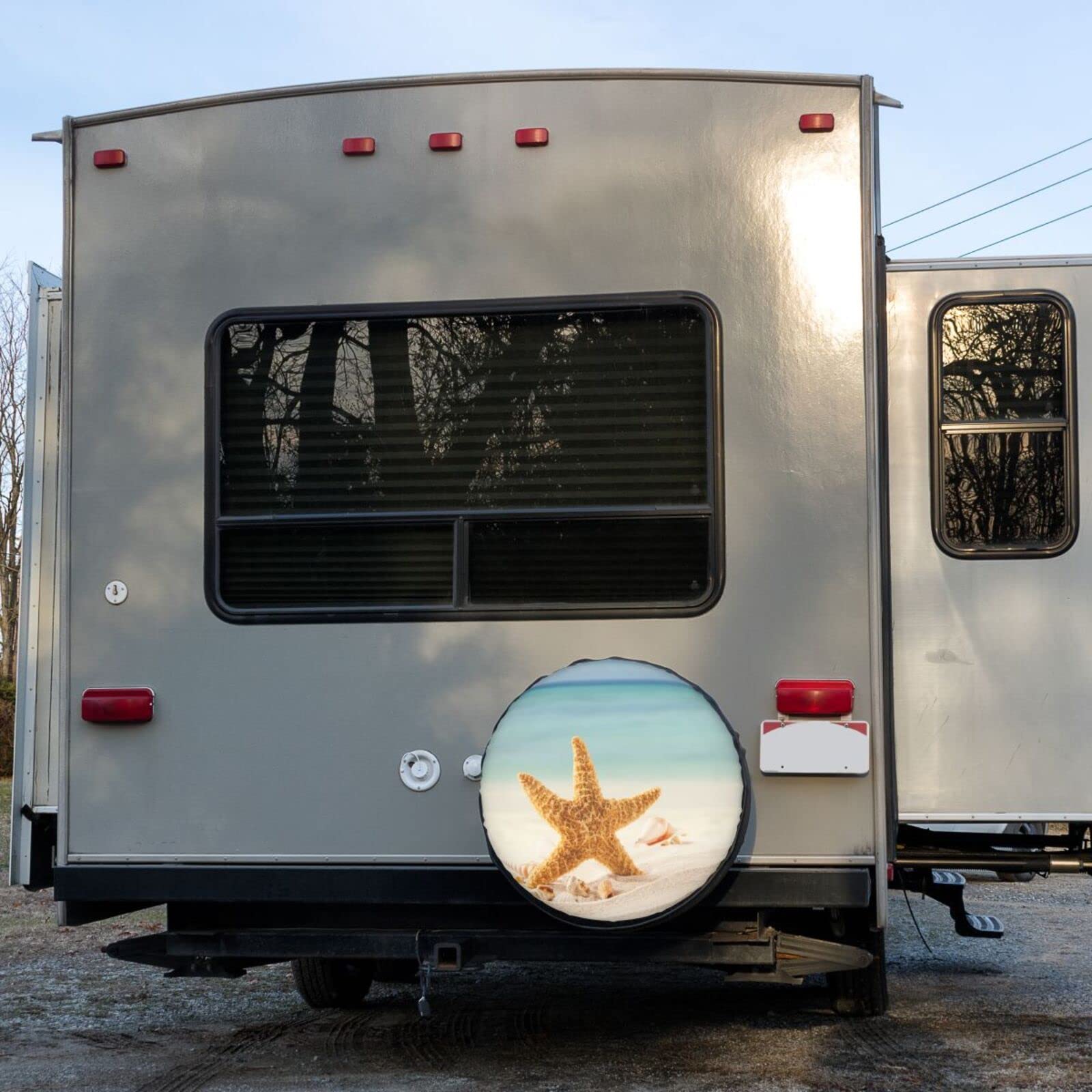17 Inch Waterproof Beach-Themed Spare Tire Cover for Trailers, RVs & SUVs - Tropical Sea Design with UV Protection | Perfect for Road Trips, Camping & Outdoor Adventures