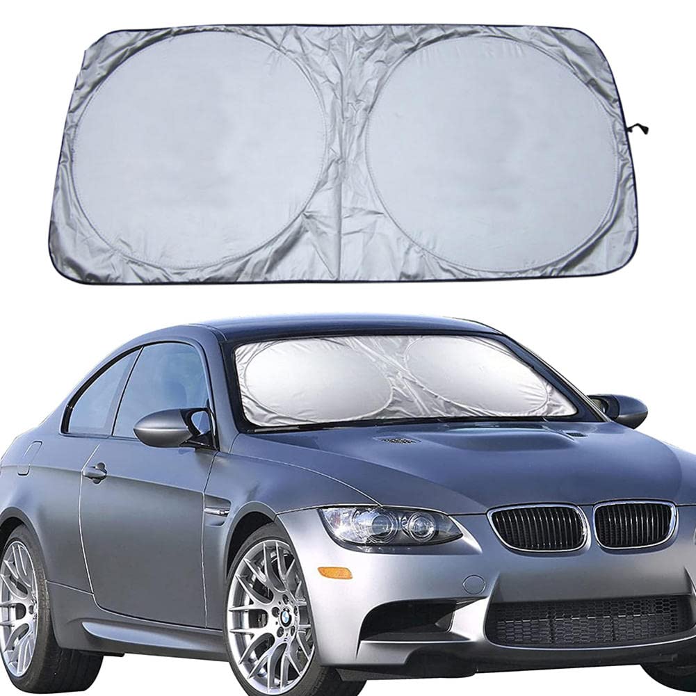 Premium Car Sunshade - Universal UV Protection Windshield Cover for Cars | Blocks 99% Harmful Rays | Durable Silver Coated Fabric | Protects Interior from Sun Damage | Perfect for Parking, Travel & Hot Weather Use