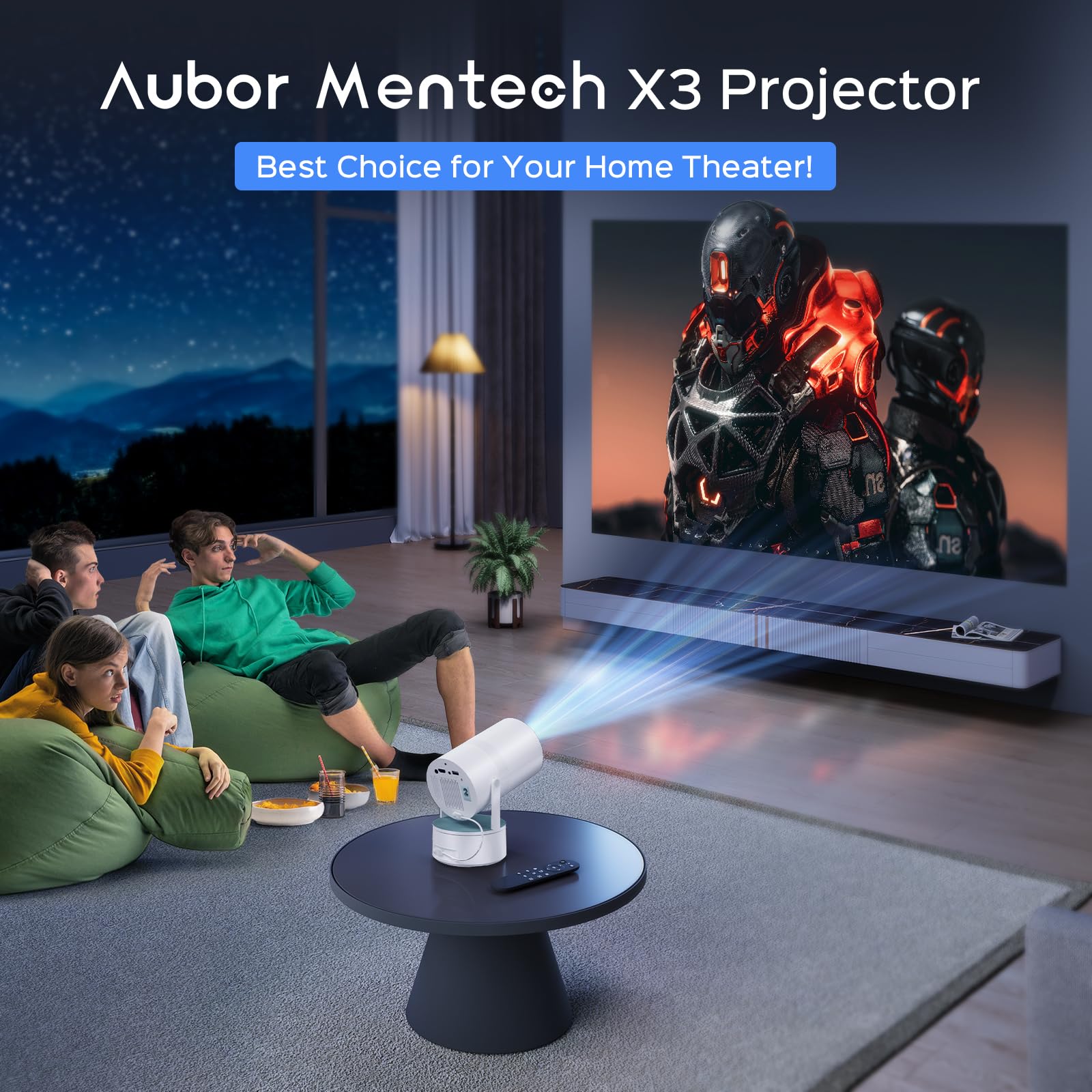 4K WiFi Bluetooth Mini Projector with Built-in Battery - 1080P Support, 270° Rotation, 150