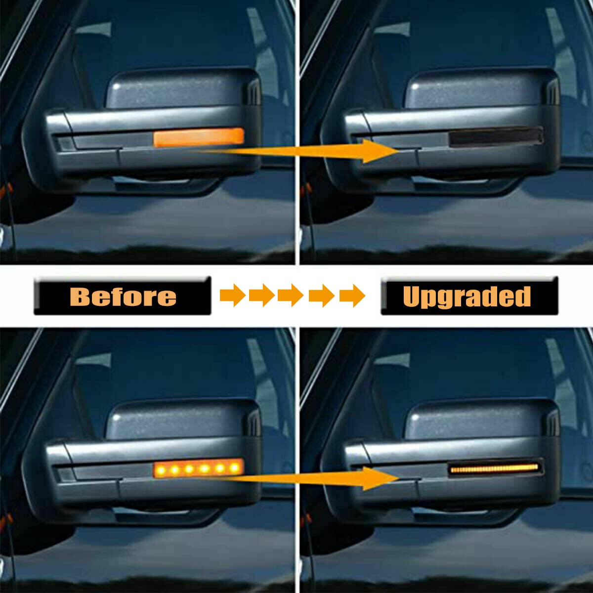 Smoked Lens Sequential LED Side Mirror Turn Signal Lights for 2009-2014 Ford F150 - Upgrade Your Truck's Safety & Style for Night Driving & Highway Use